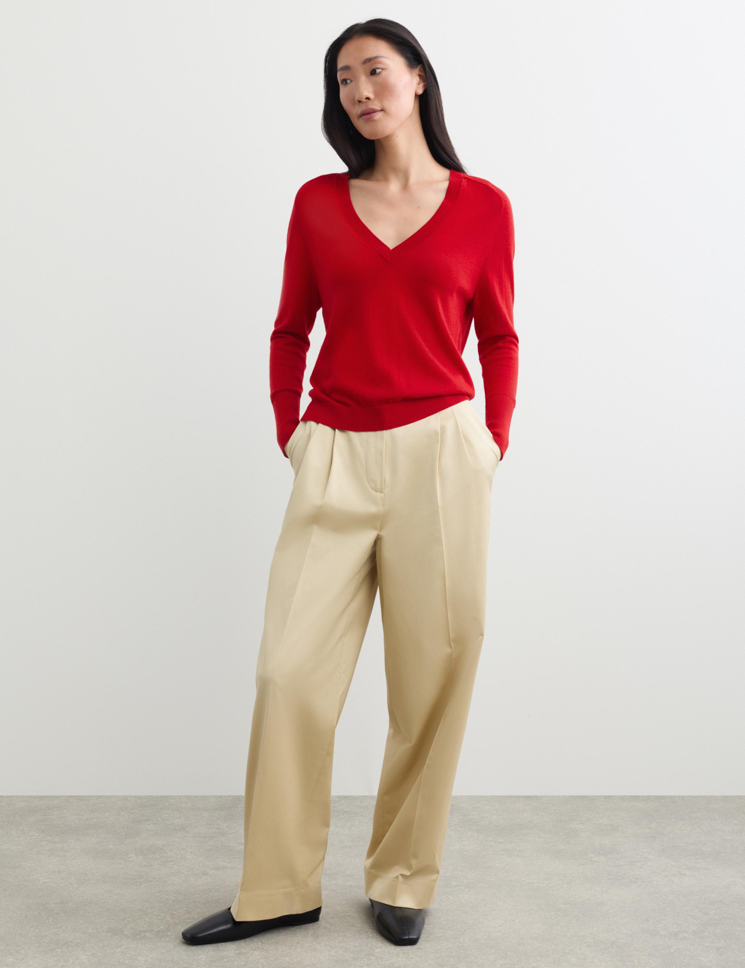 Merino Wool with Silk V-Neck Jumper 4 of 6
