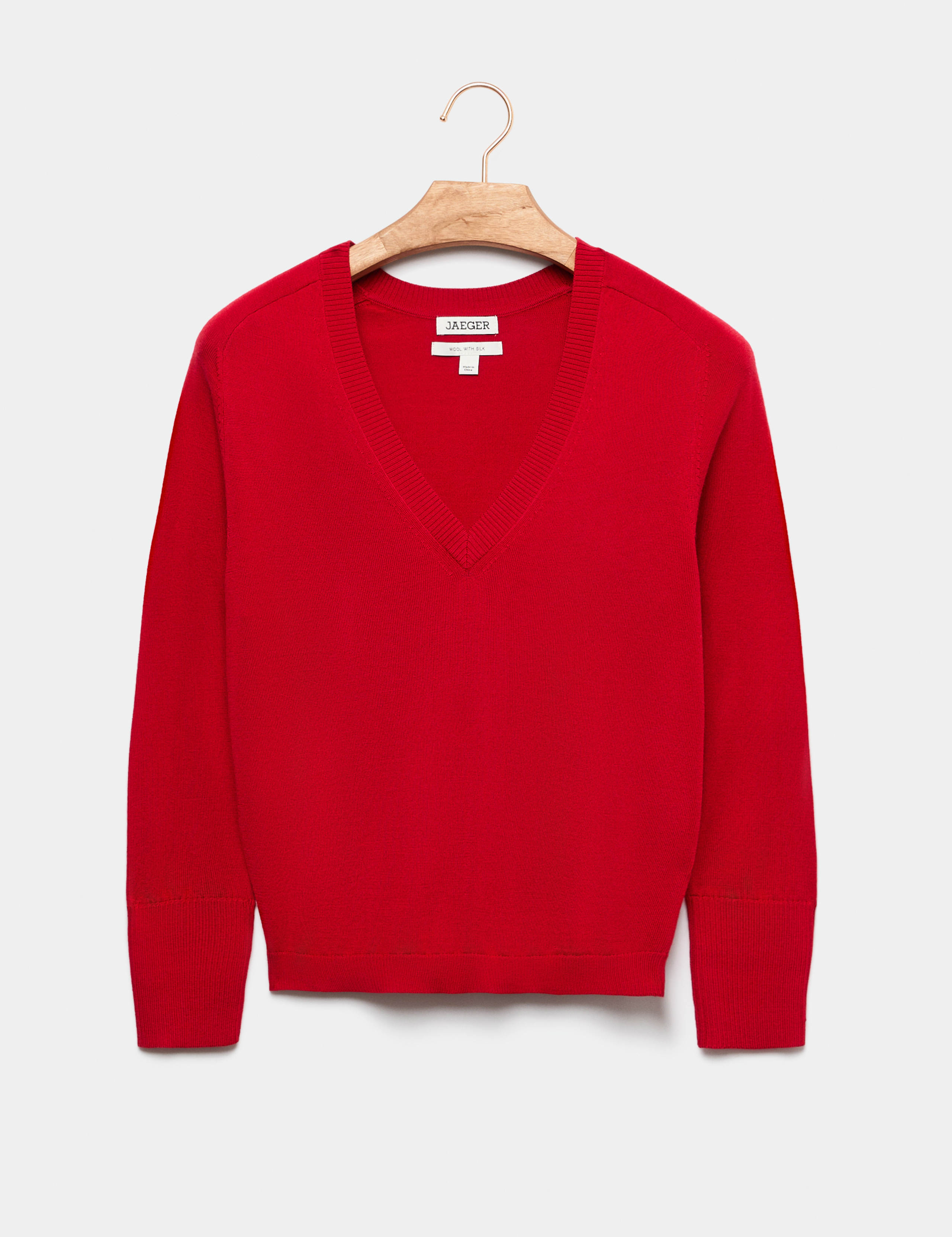 Merino Wool with Silk V-Neck Jumper 2 of 6