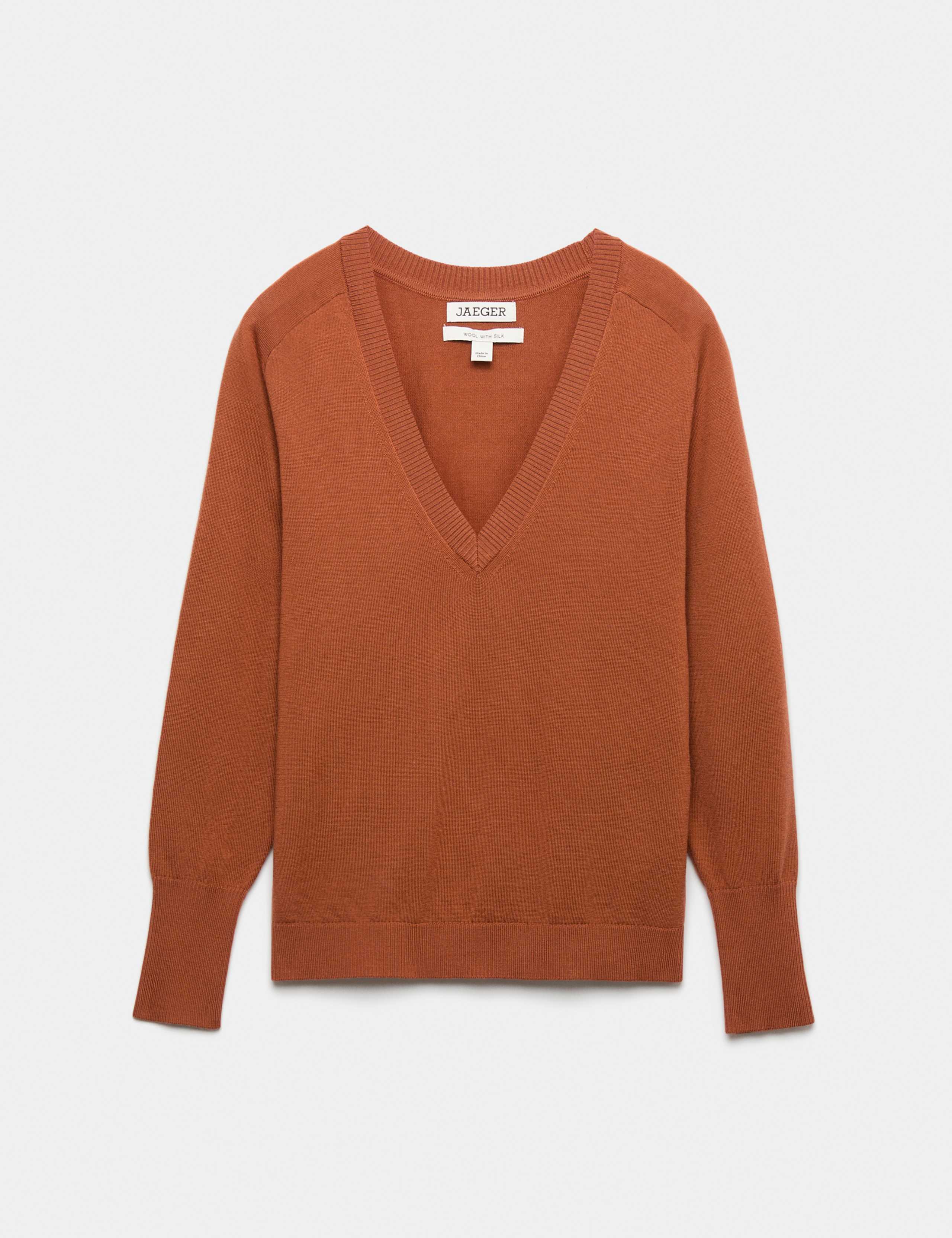 Merino Wool with Silk V-Neck Jumper 2 of 6