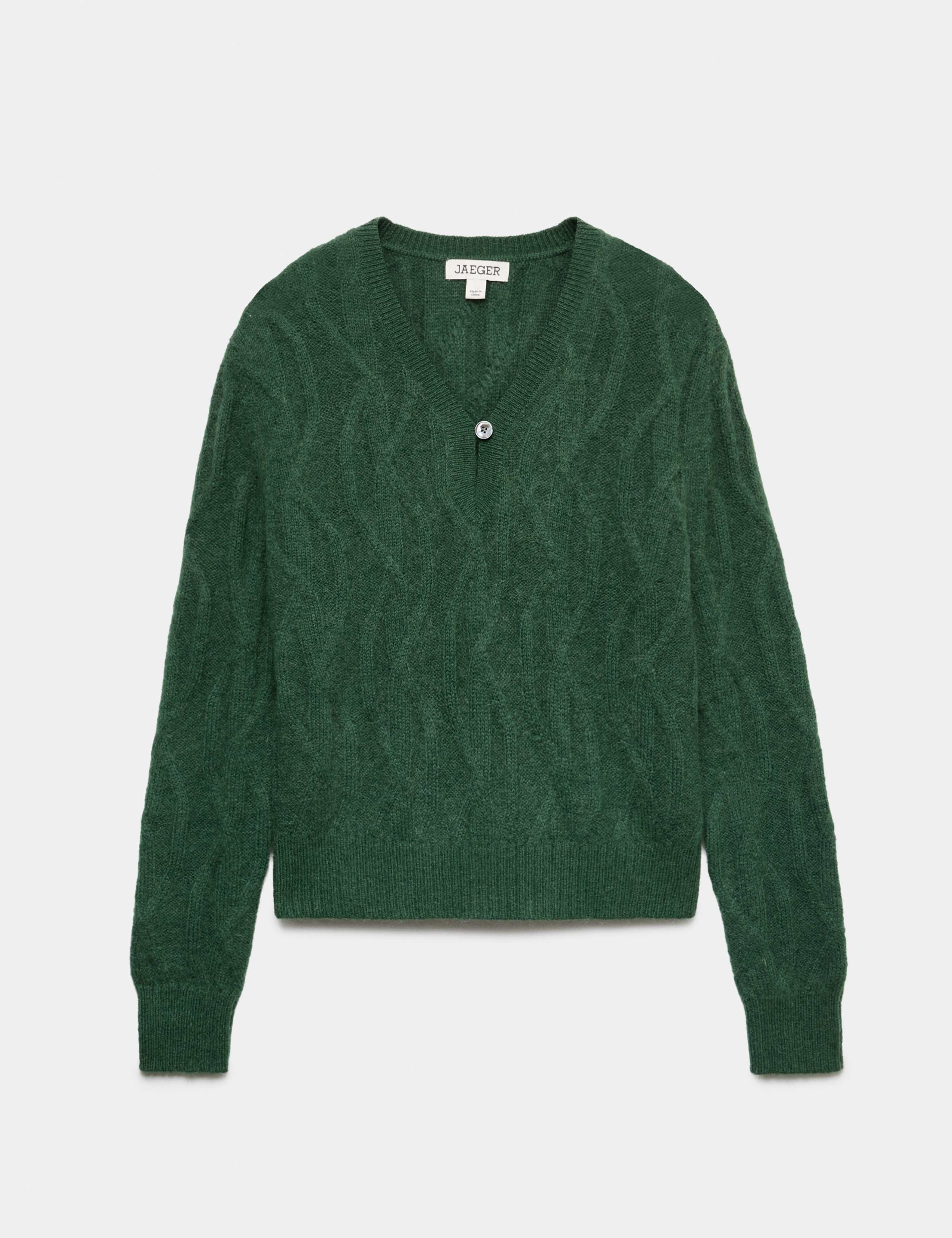 Mohair Cable Knit V Neck Keyhole Jumper 2 of 7