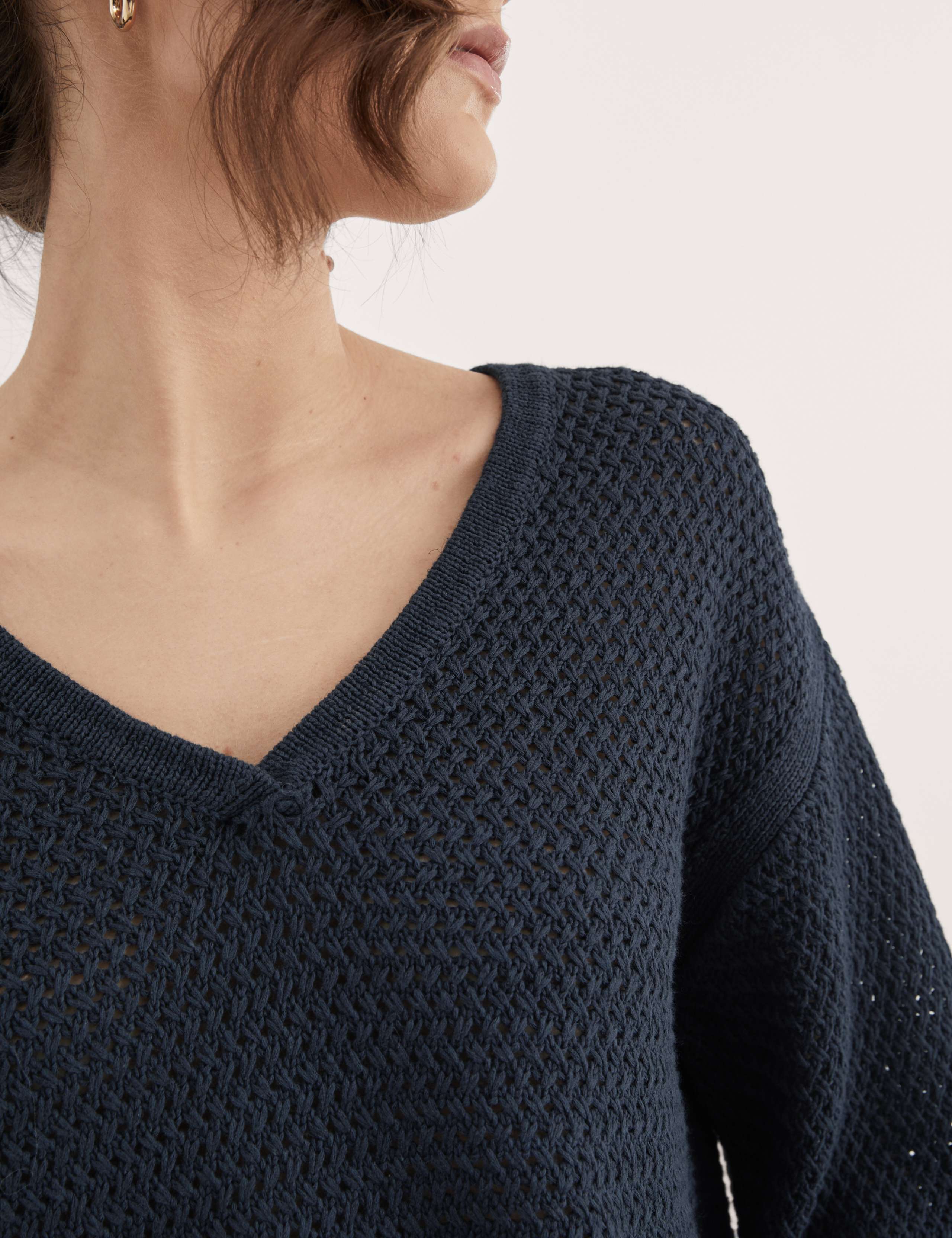 Cotton Rich V-Neck Relaxed Jumper 3 of 7