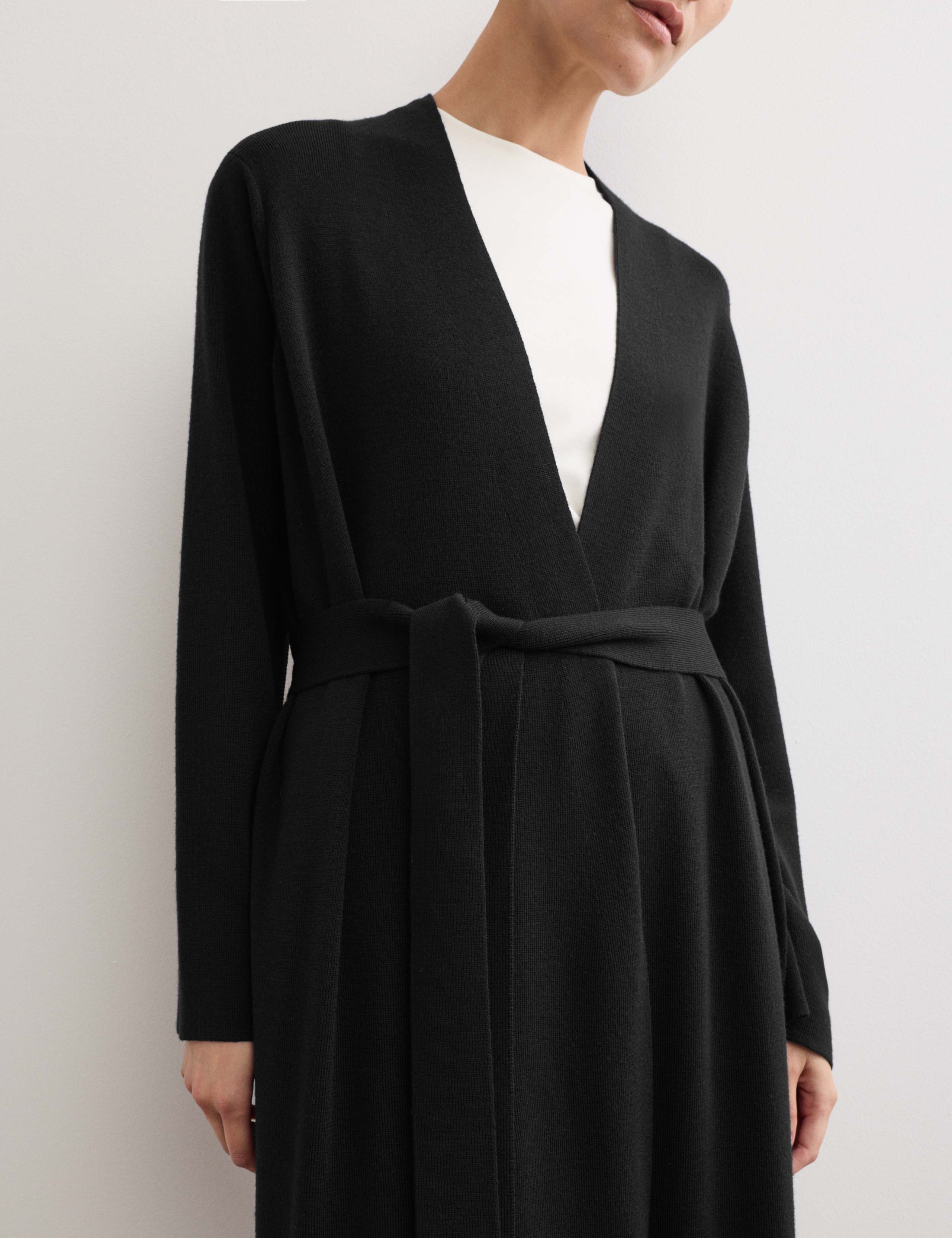 Pure Merino Wool Longline Wrap Cardigan 4 of 7