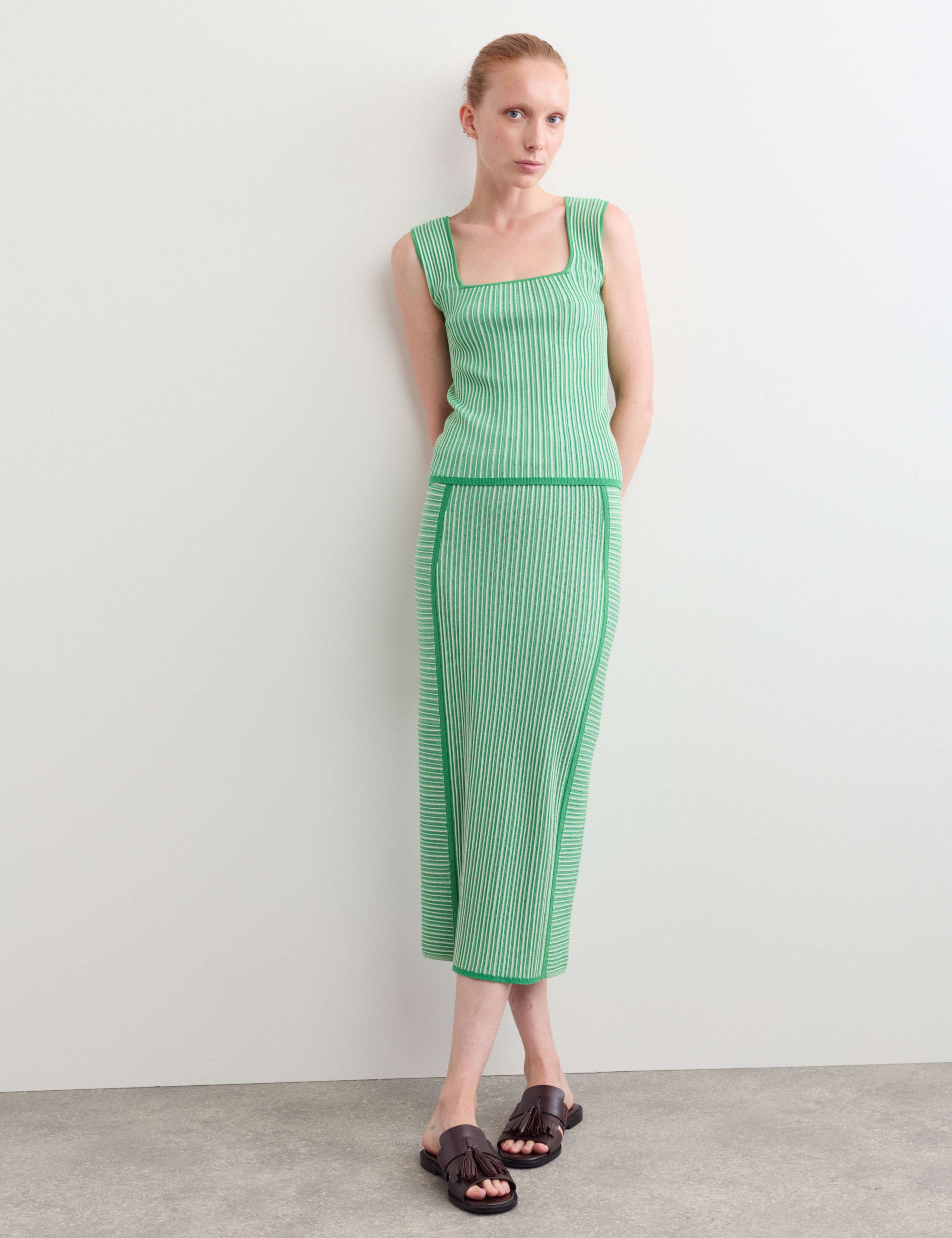Striped Square Neck Knitted Vest 3 of 7