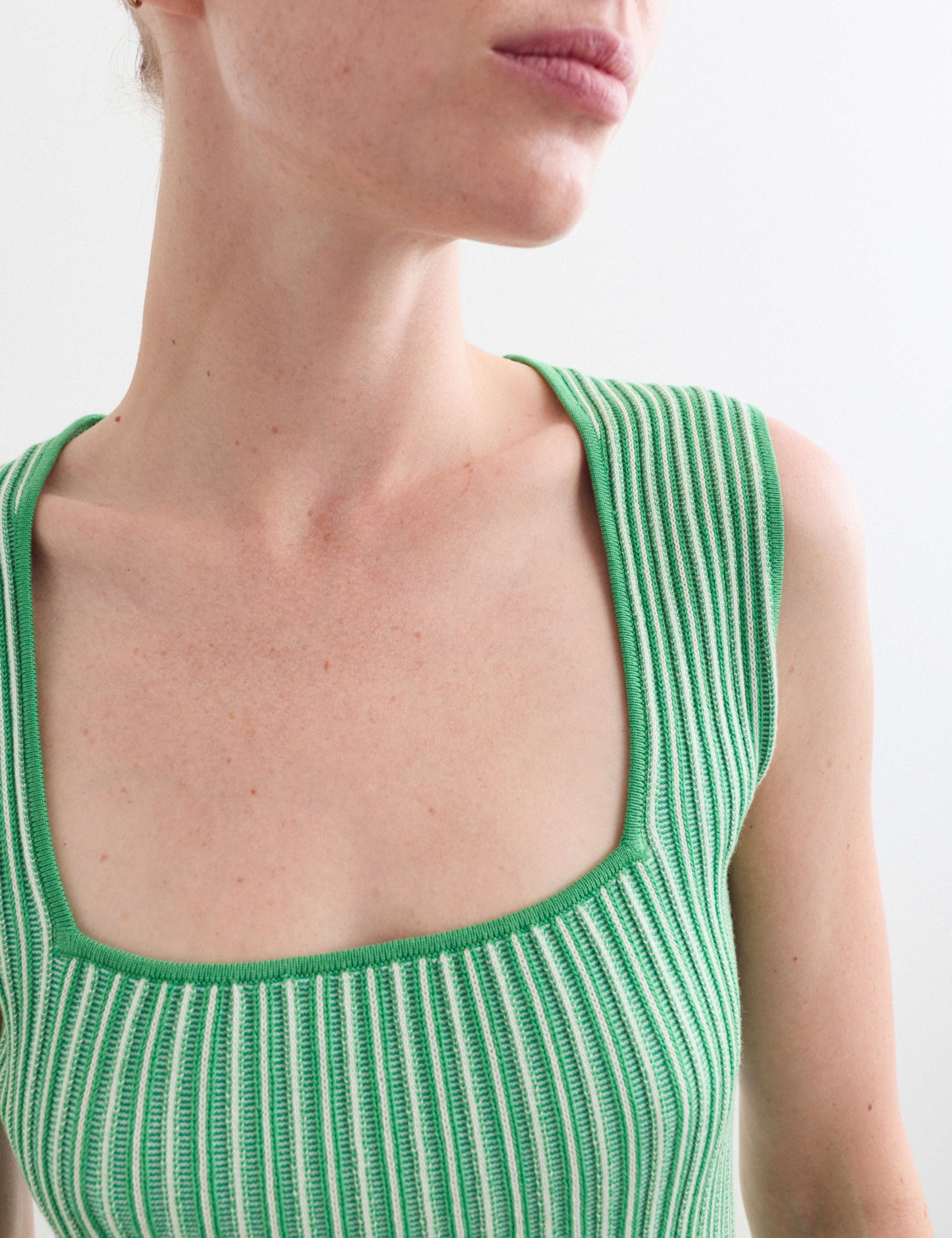 Striped Square Neck Knitted Vest 4 of 7