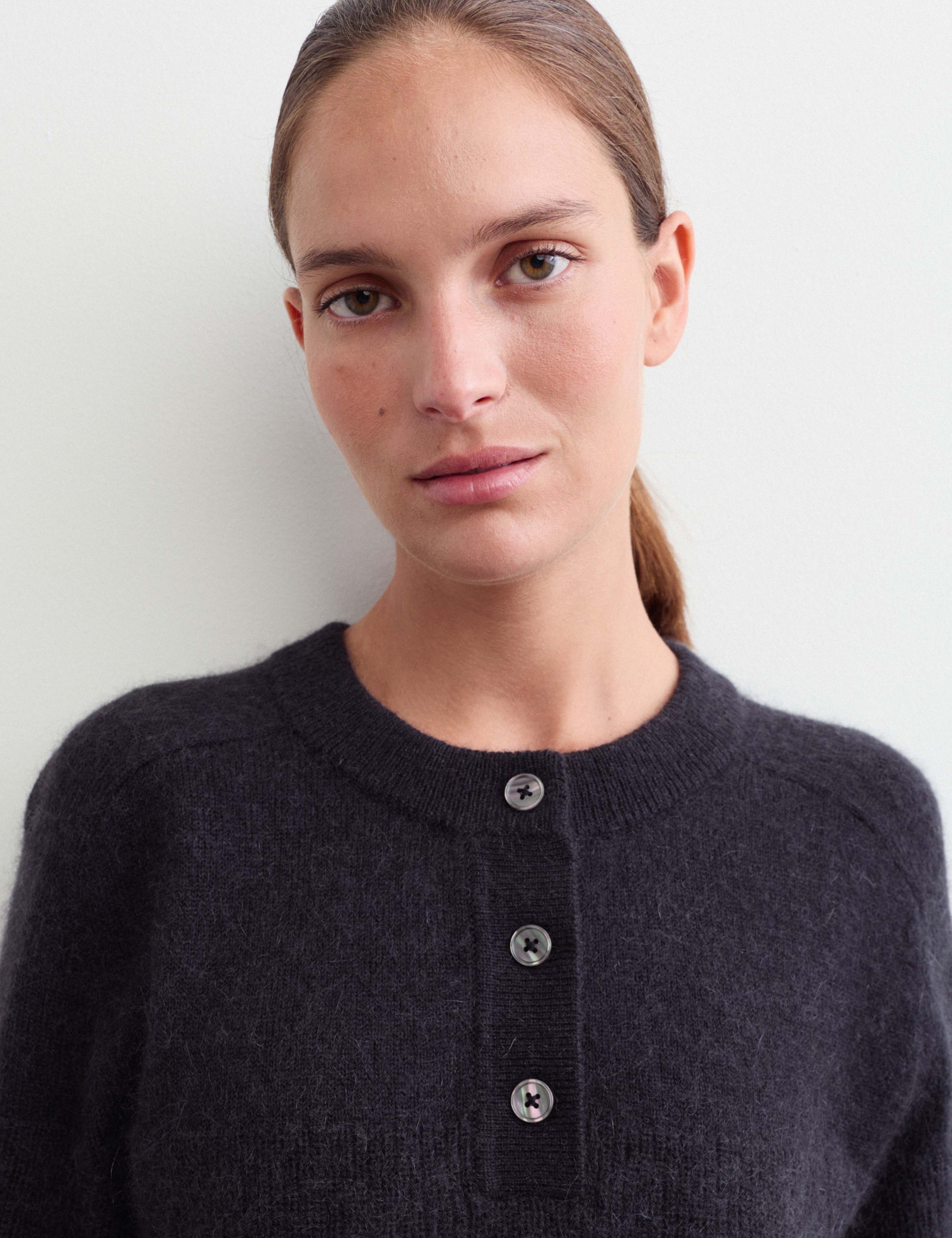 Wool Blend Ribbed Button Detail Jumper 4 of 6