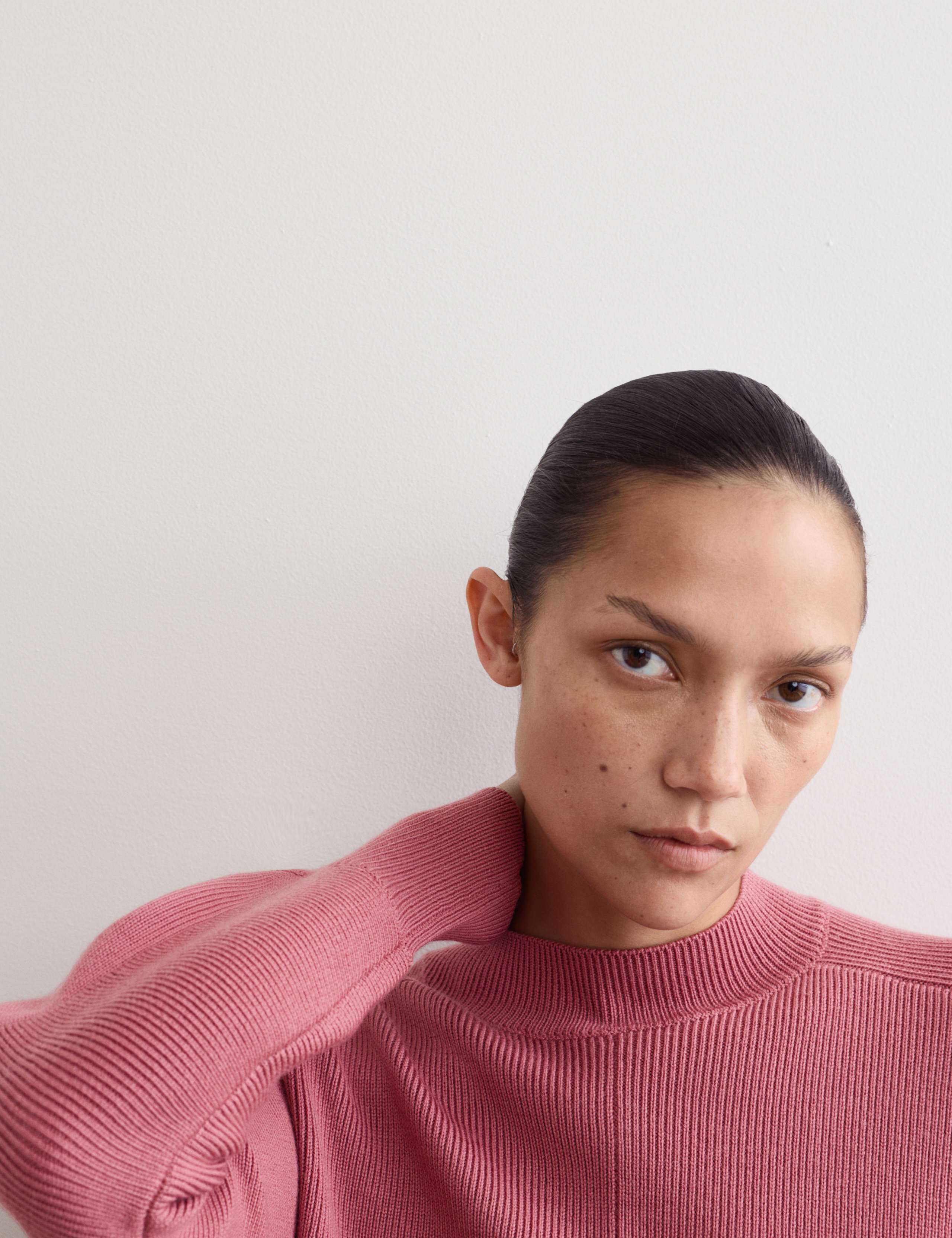 Pure Merino Wool Ribbed Funnel Neck Jumper 4 of 8