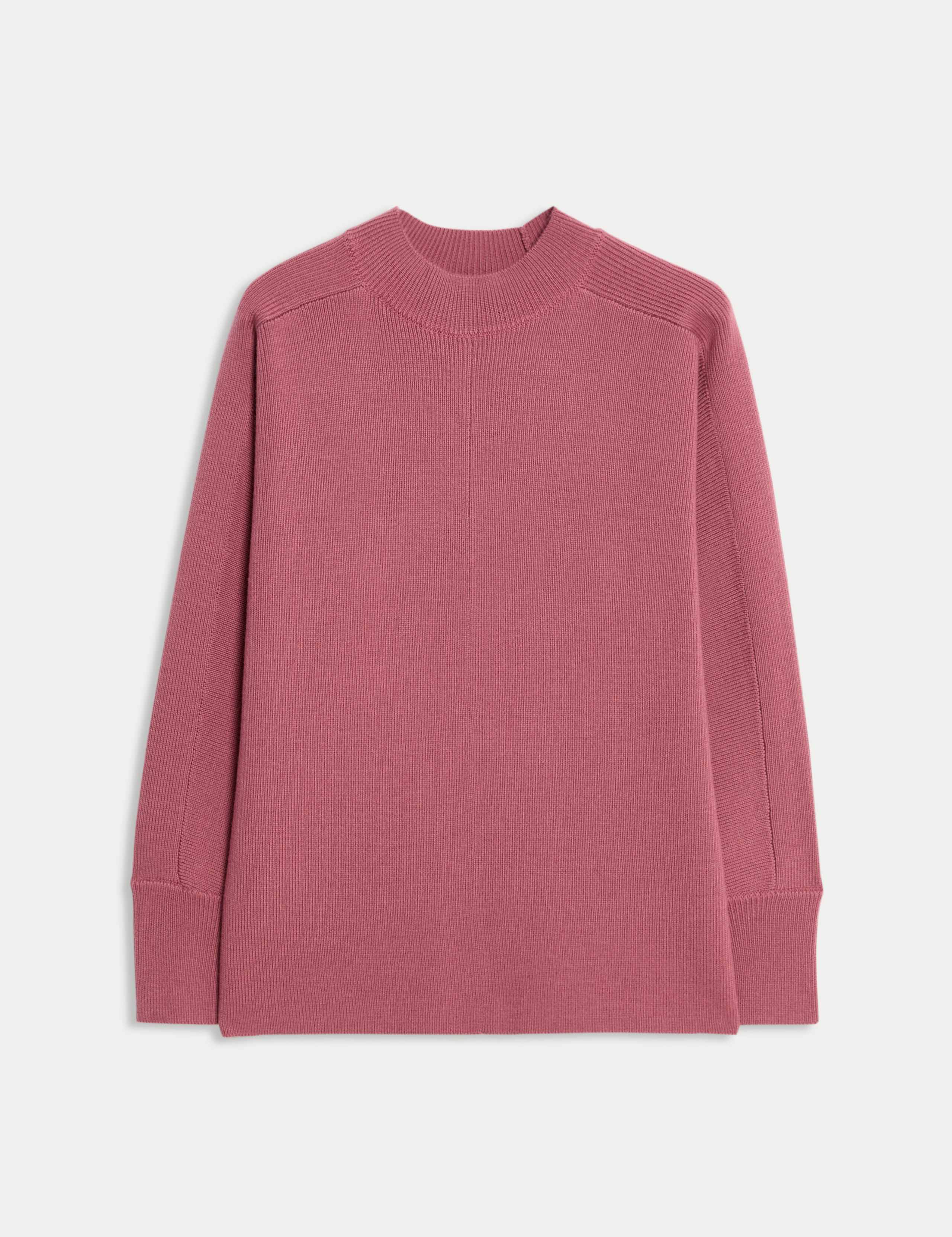 Pure Merino Wool Ribbed Funnel Neck Jumper 2 of 8