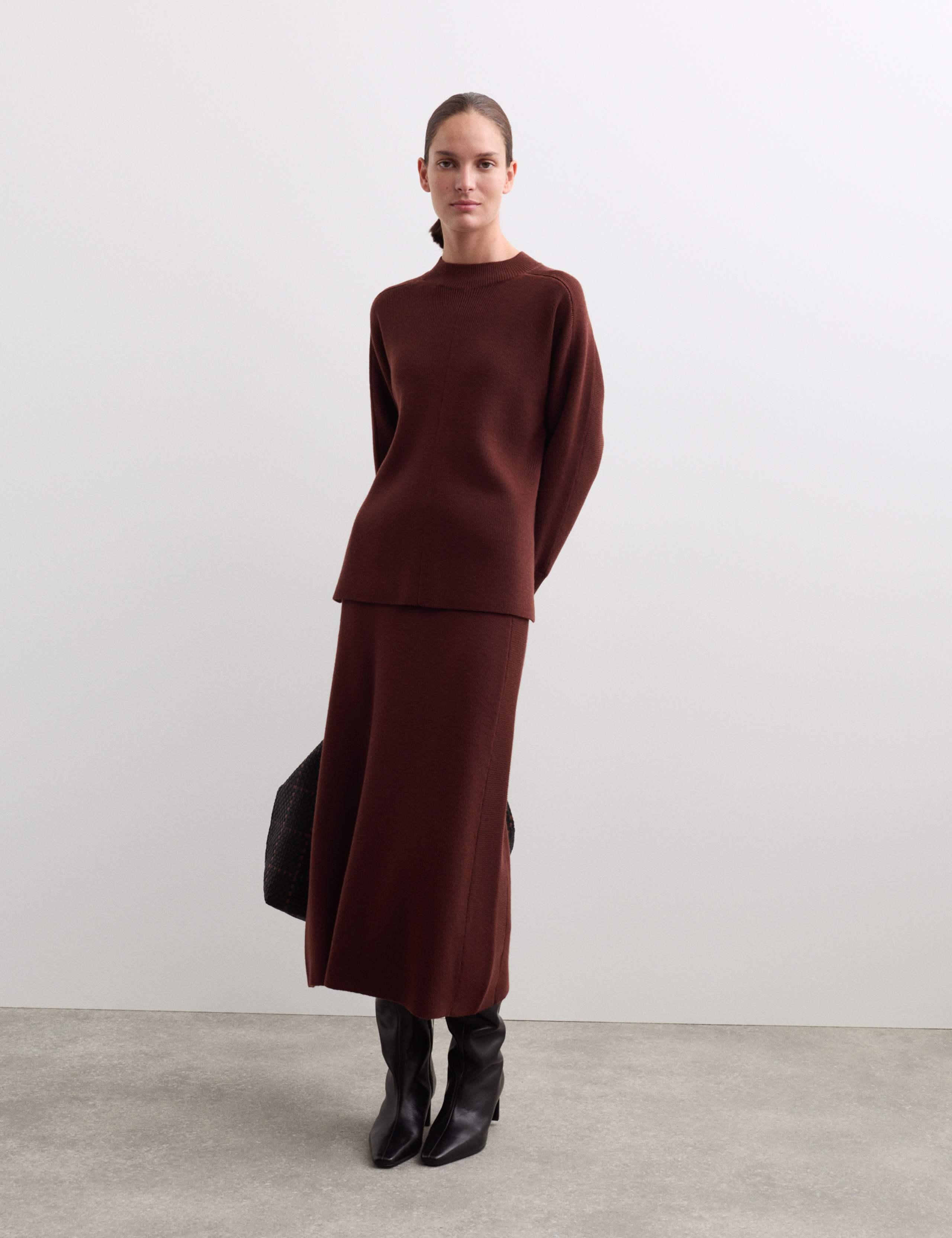 Pure Merino Wool Ribbed Funnel Neck Jumper 4 of 6