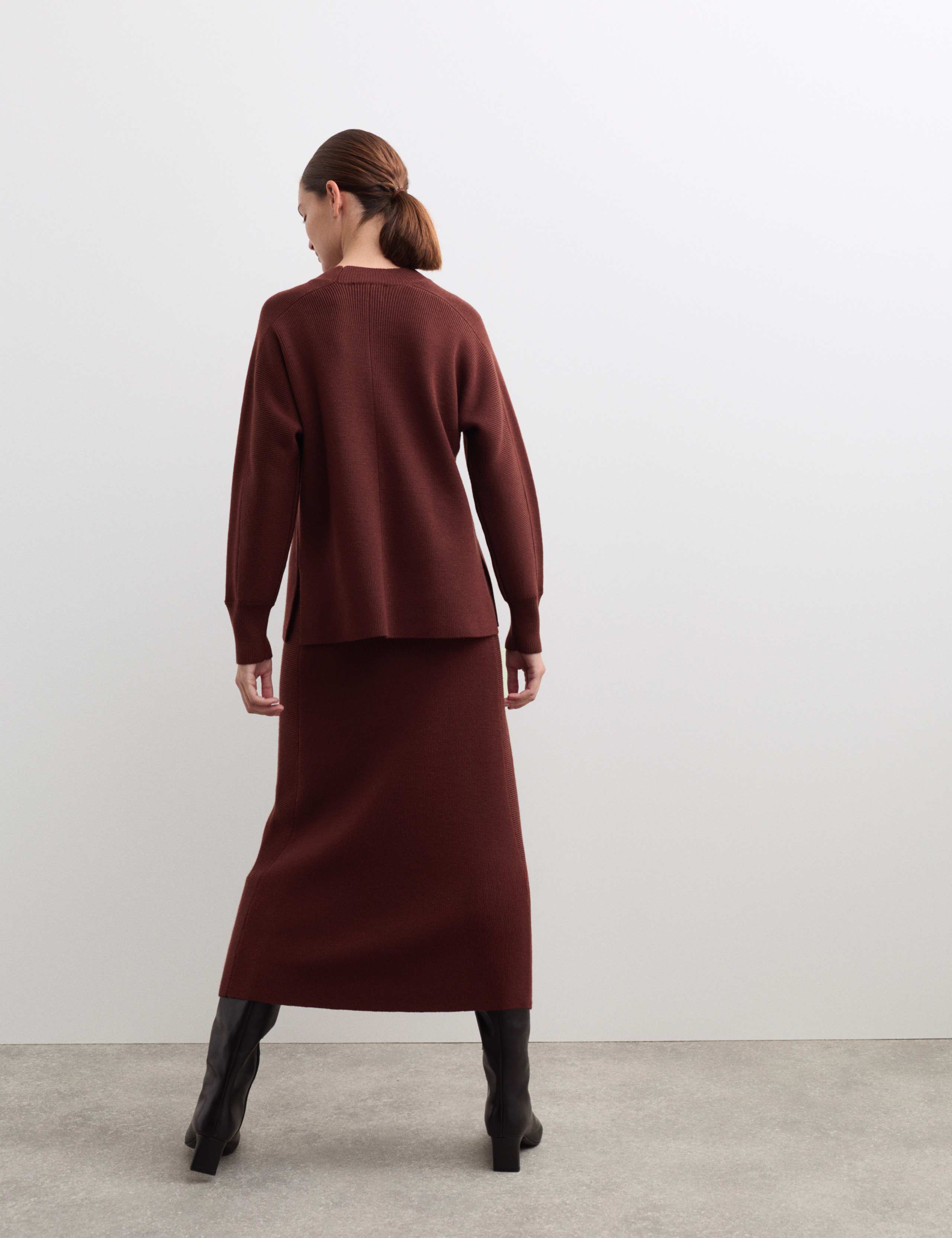 Pure Merino Wool Ribbed Funnel Neck Jumper 6 of 6