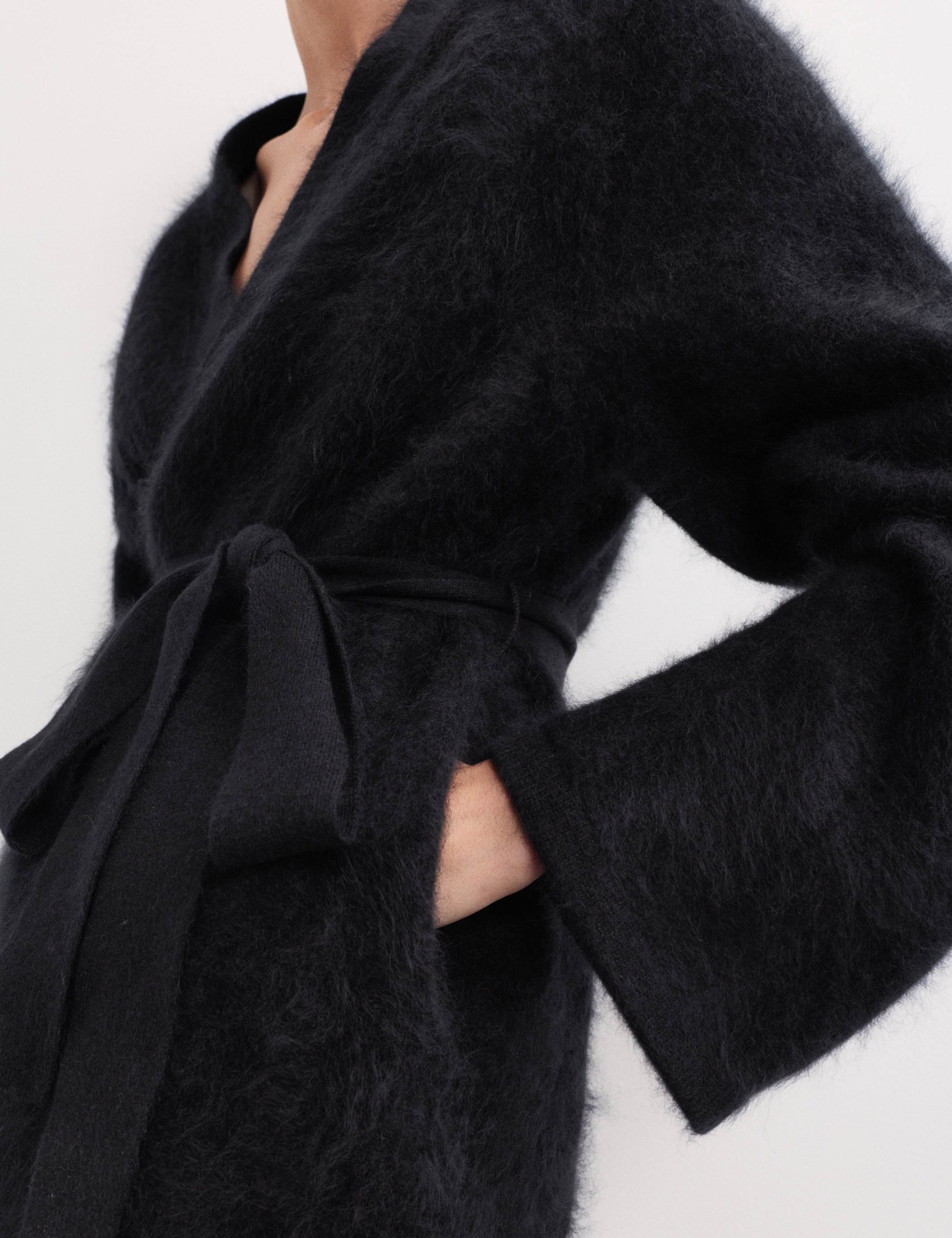 Brushed Cashmere Belted Wrap Cardigan 6 of 7