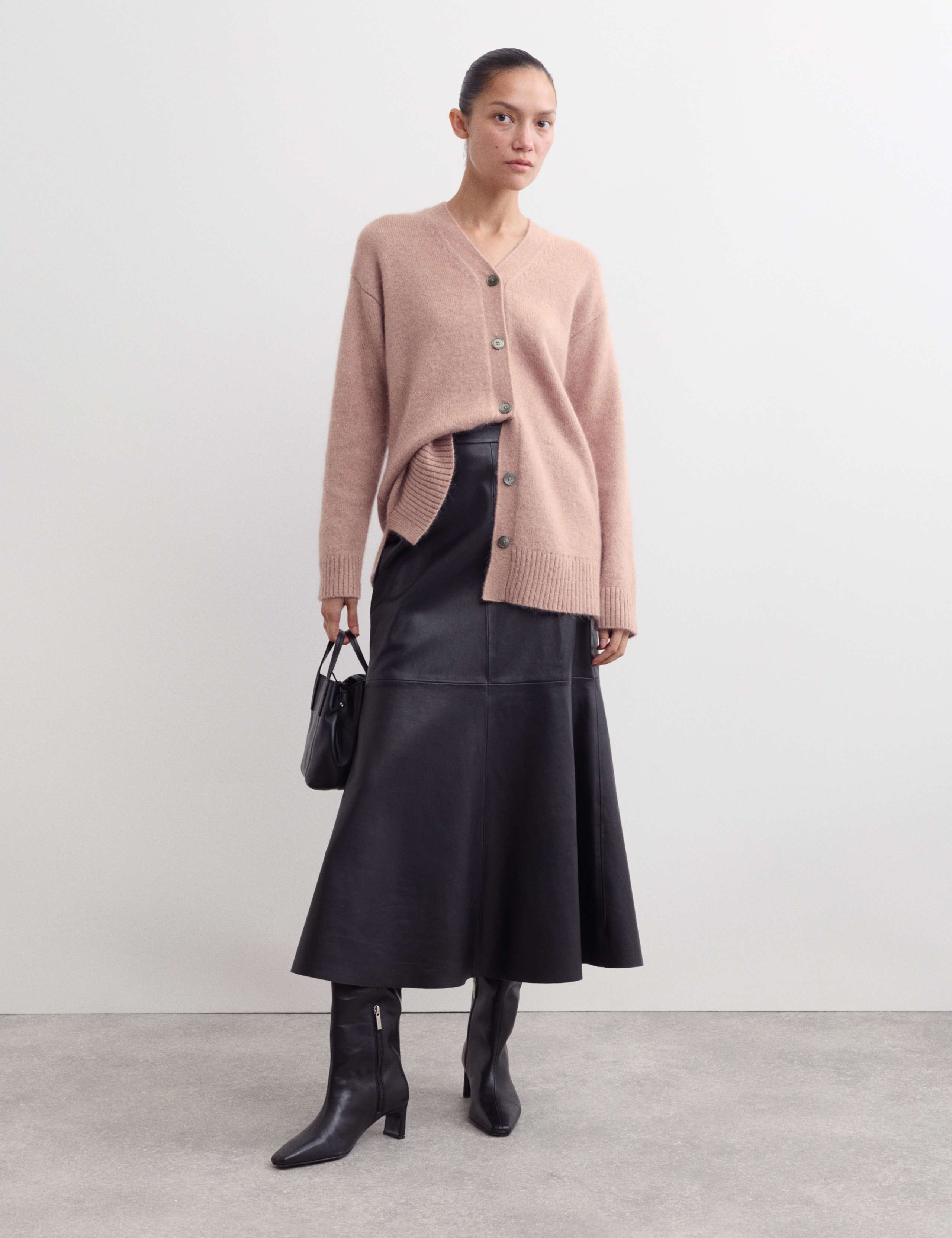 Mohair Blend V-Neck Relaxed Cardigan 1 of 6