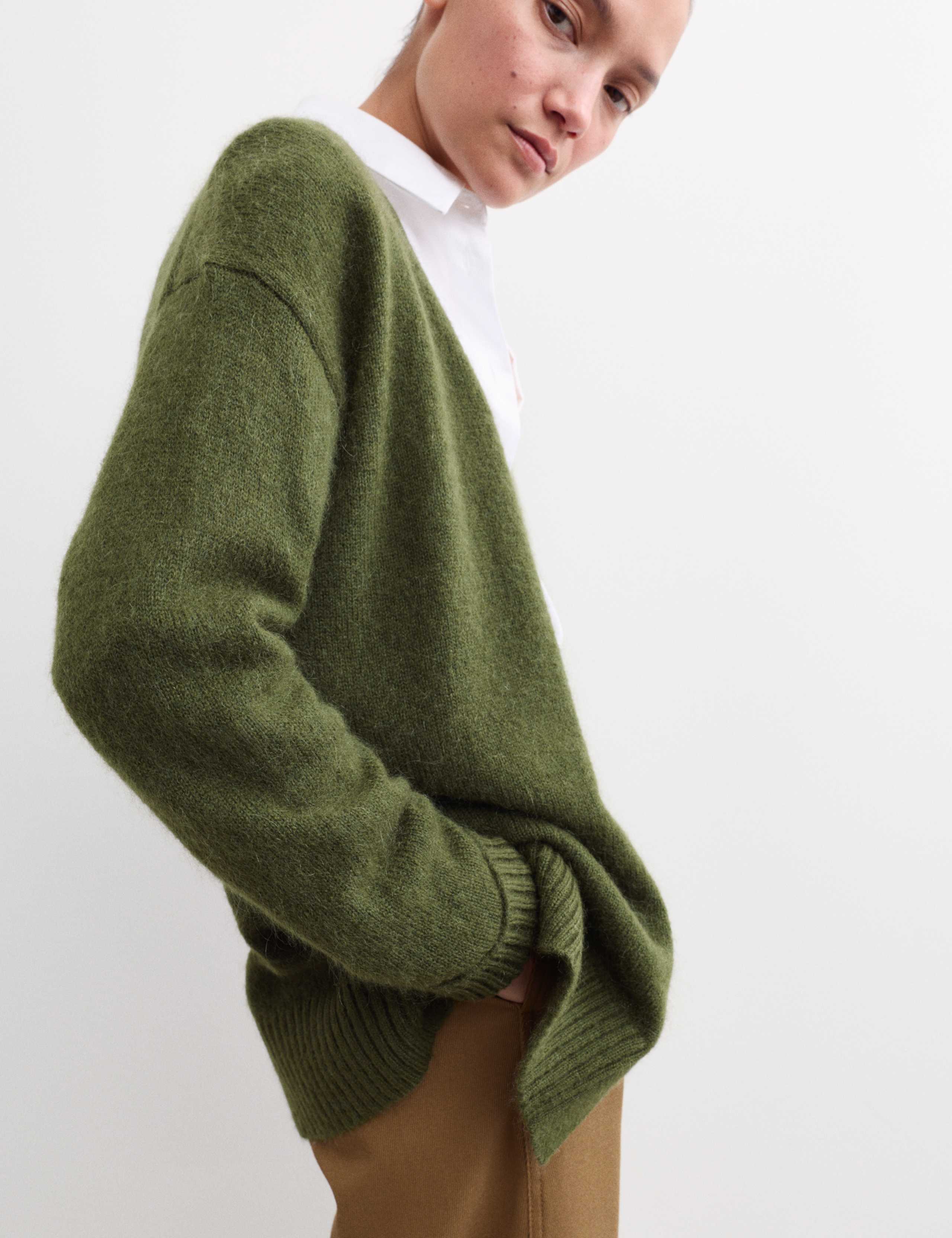 Mohair Blend V-Neck Relaxed Cardigan 5 of 7