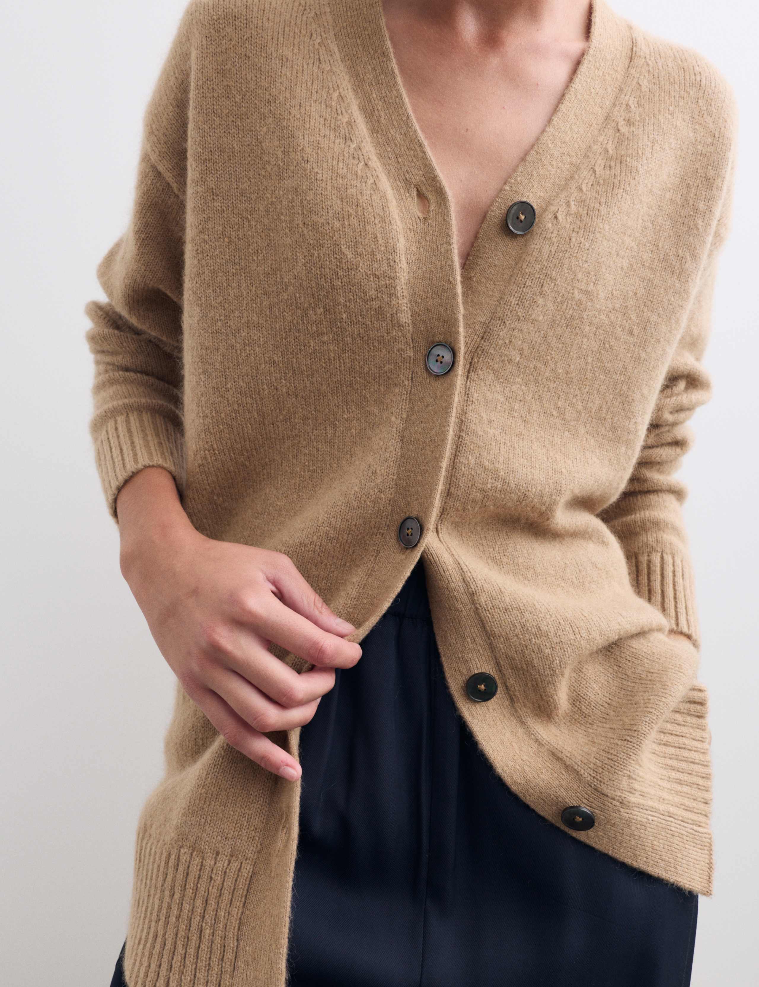 Mohair Blend V-Neck Relaxed Cardigan 1 of 6