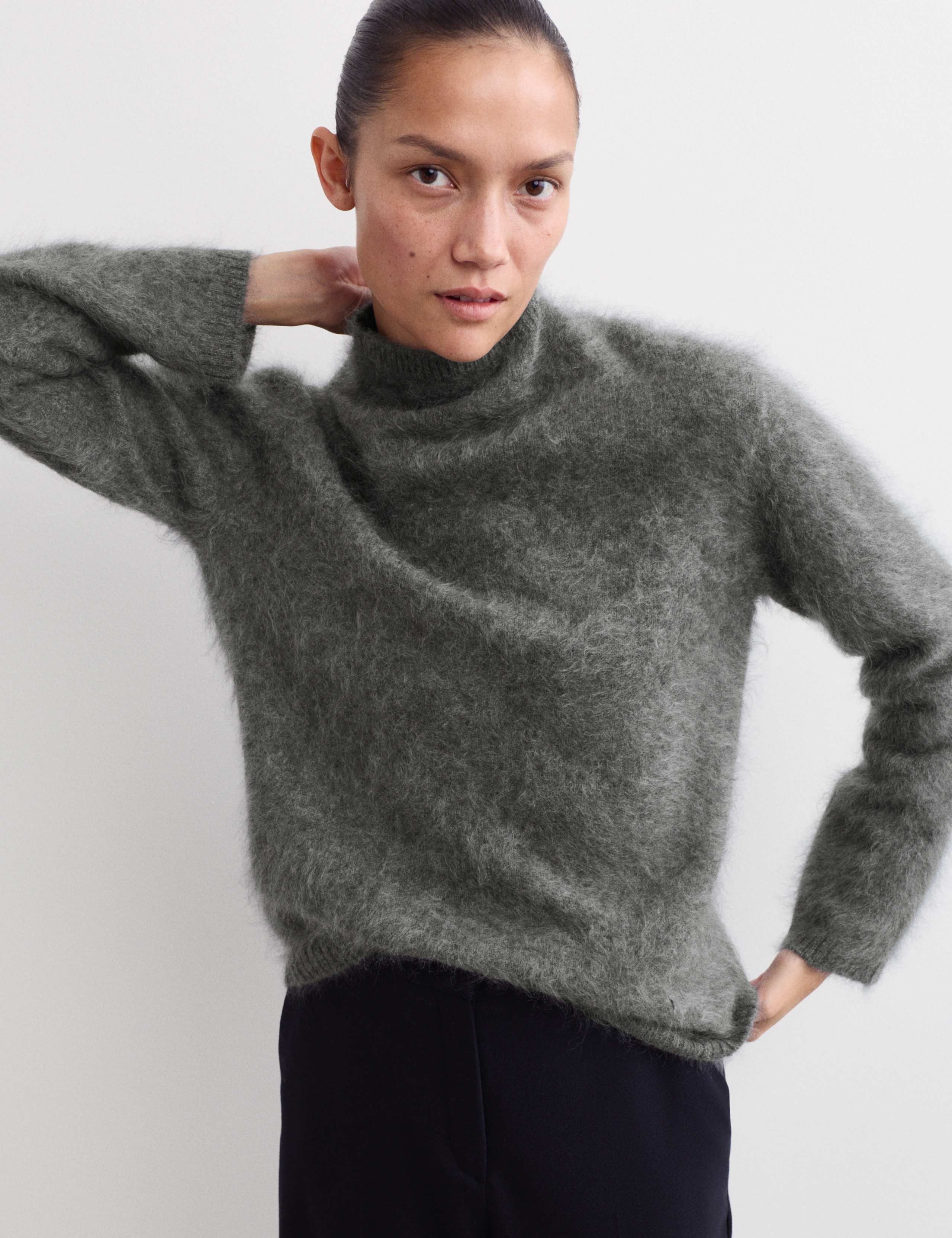 Pure Brushed Cashmere Funnel Neck Jumper 3 of 7