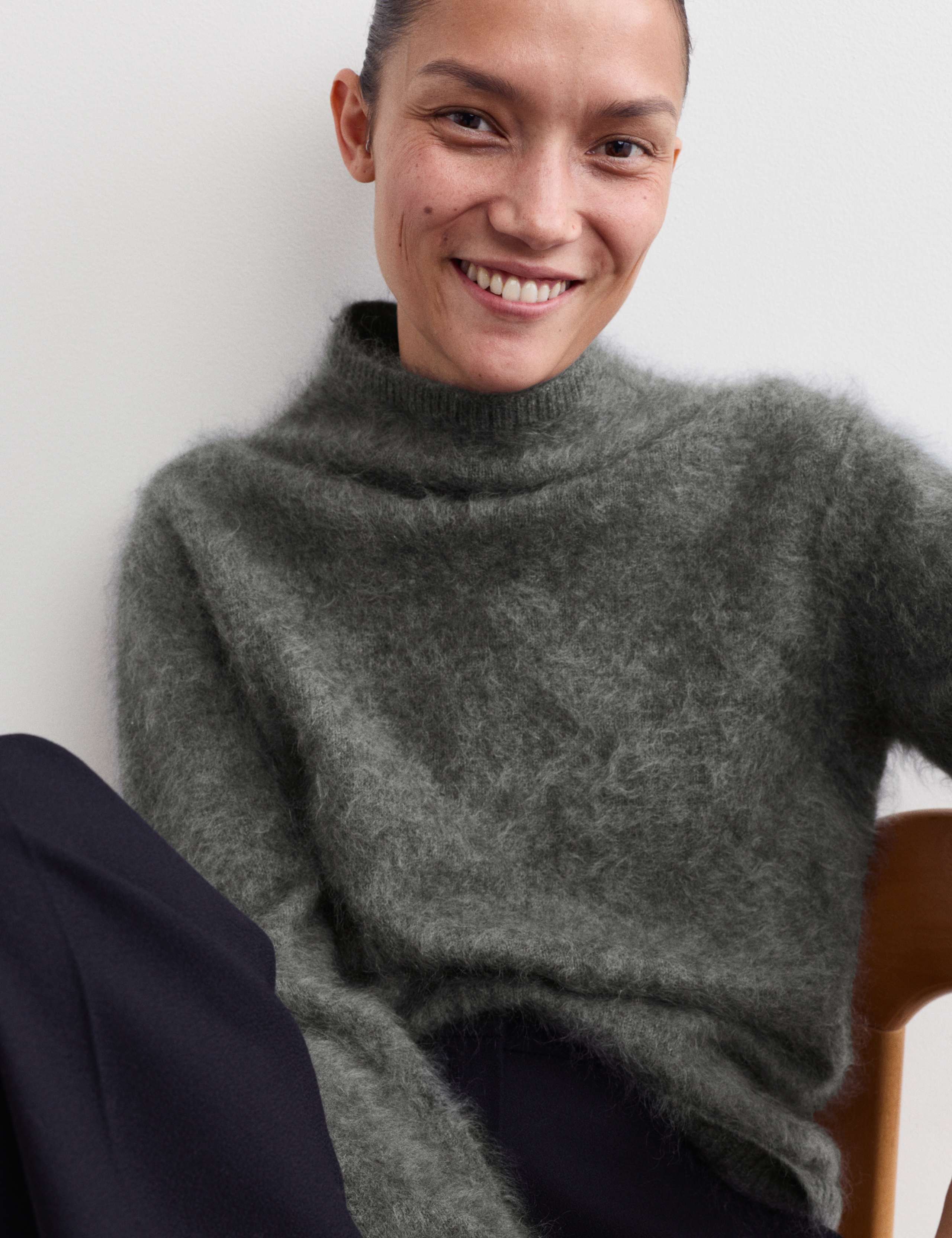 Pure Brushed Cashmere Funnel Neck Jumper 5 of 7