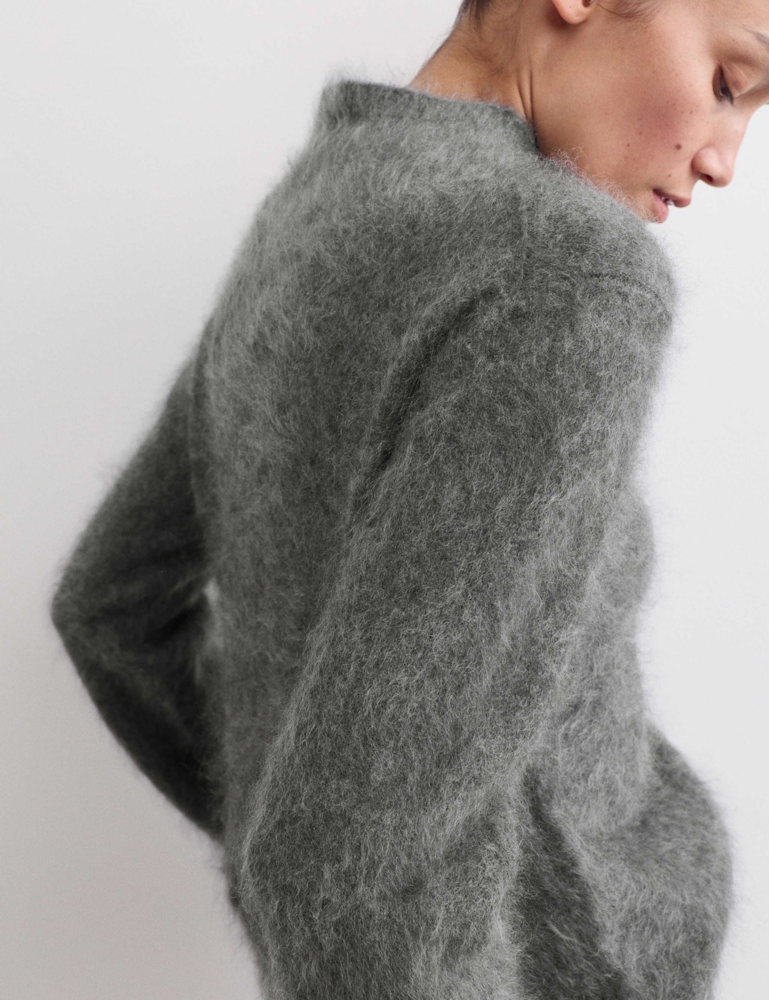 Pure Brushed Cashmere Funnel Neck Jumper 6 of 7