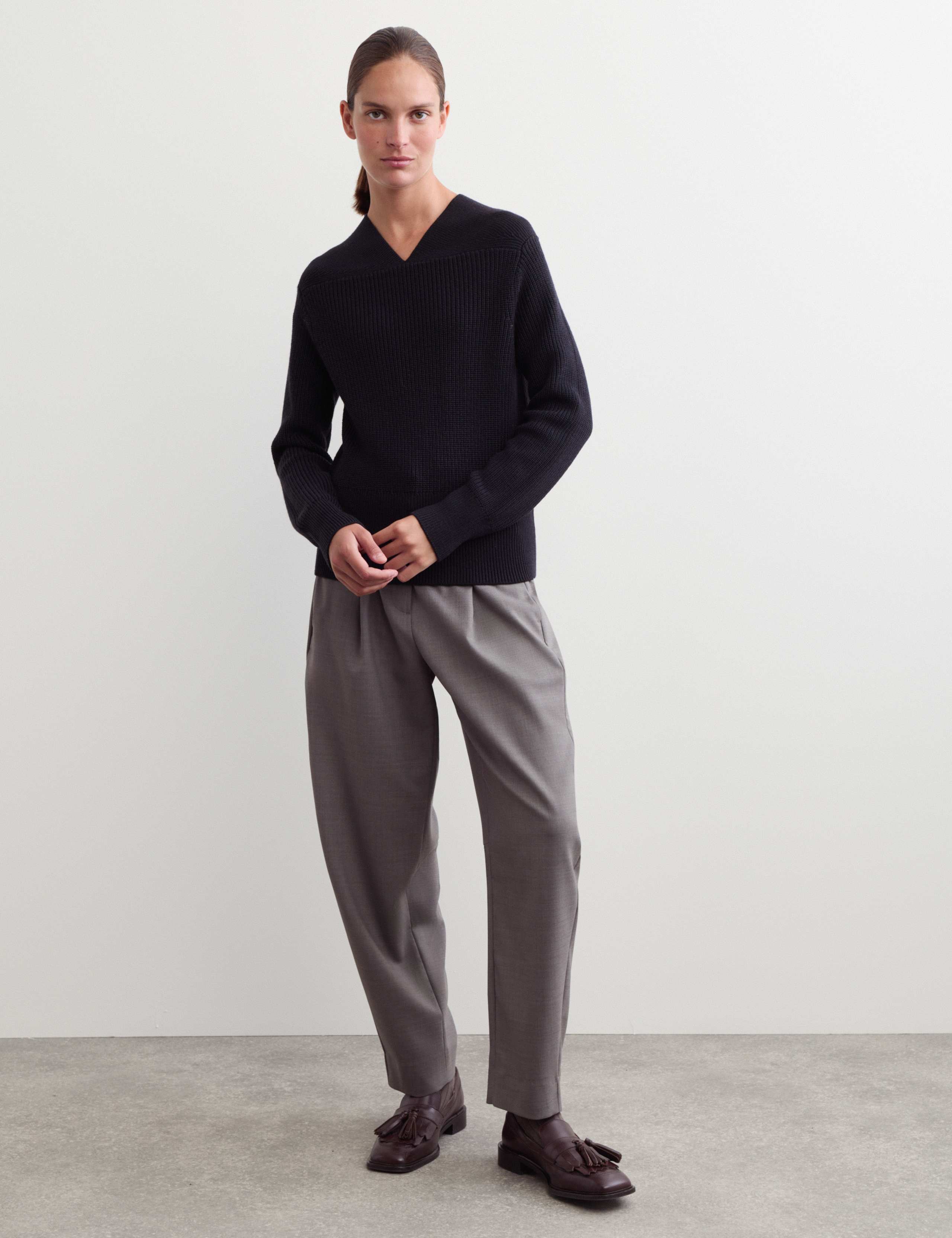 Pure Merino Wool Textured Notch Neck Jumper 3 of 7