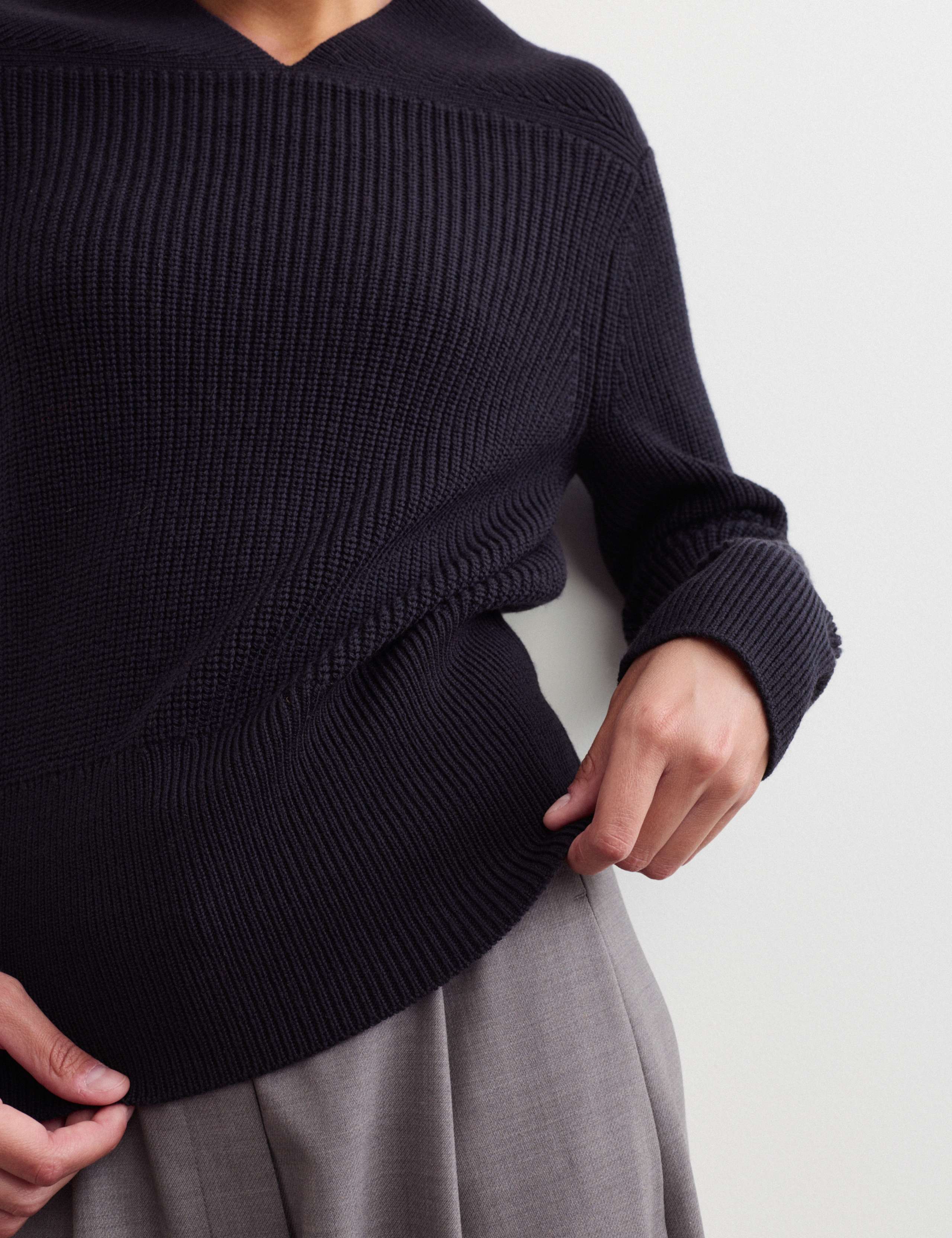 Pure Merino Wool Textured Notch Neck Jumper 5 of 7