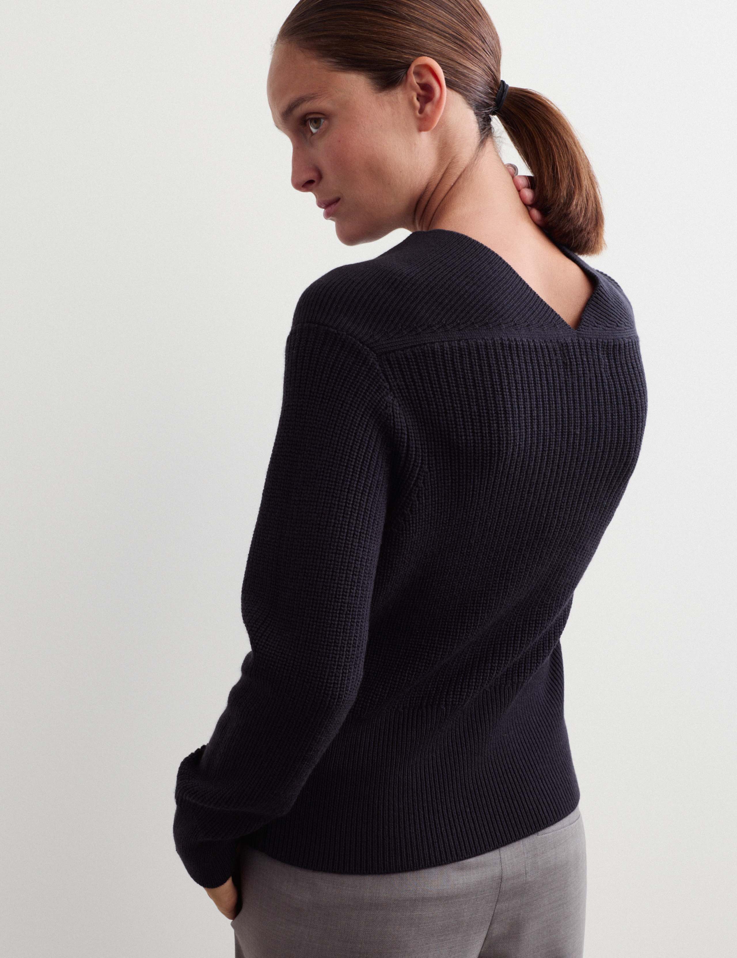 Pure Merino Wool Textured Notch Neck Jumper 7 of 7
