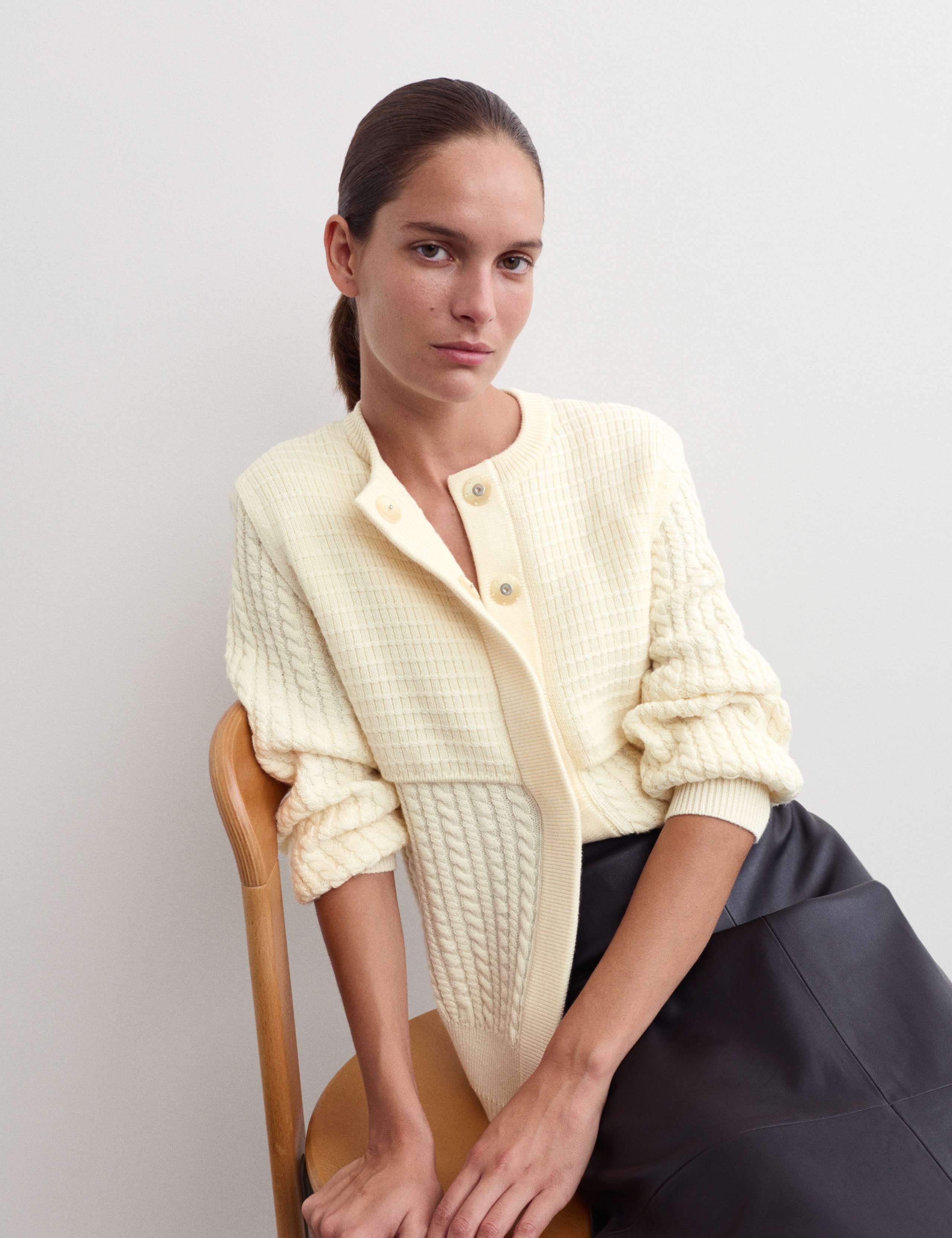 Pure Merino Wool Cable Knit Cardigan 3 of 7