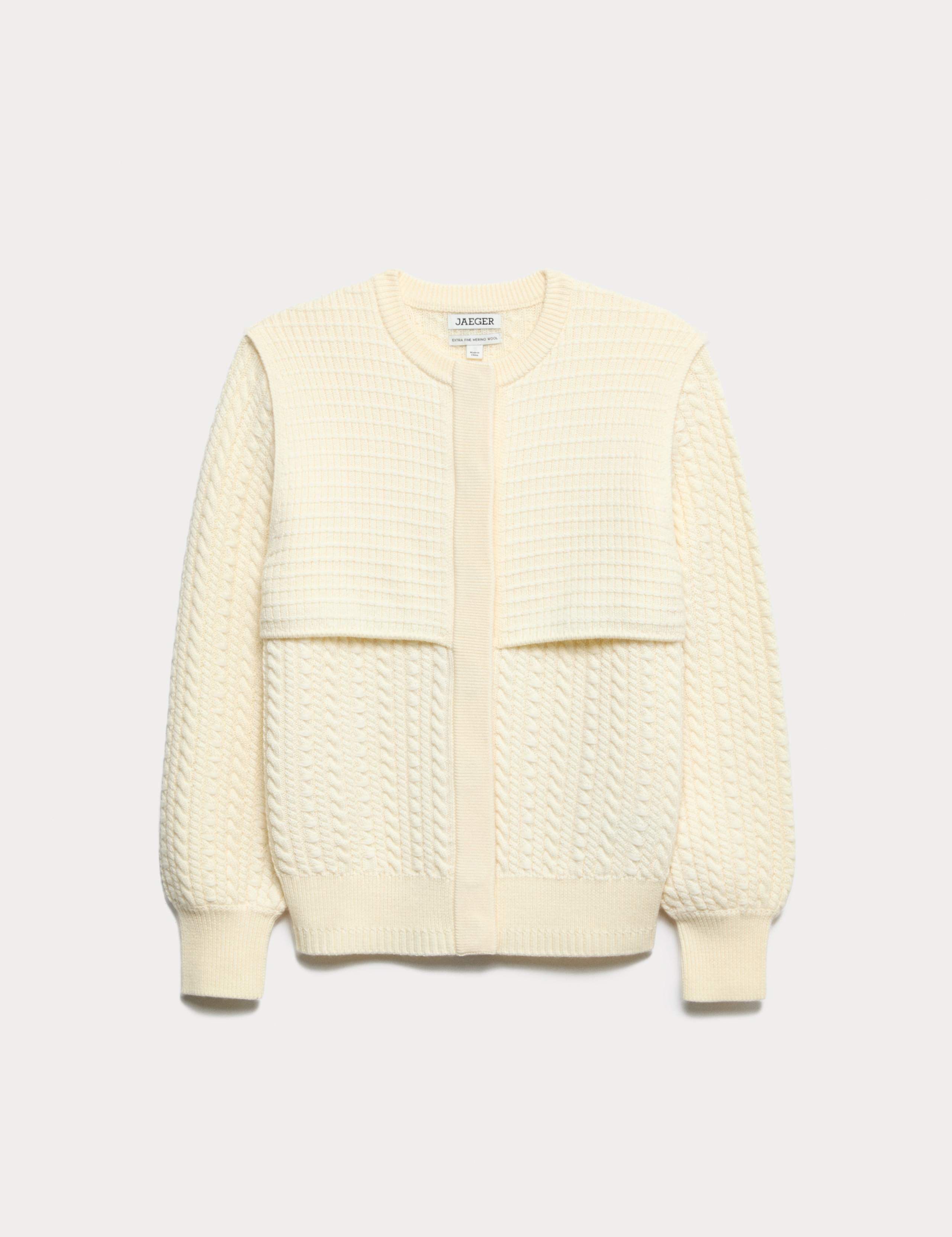 Pure Merino Wool Cable Knit Cardigan 2 of 7