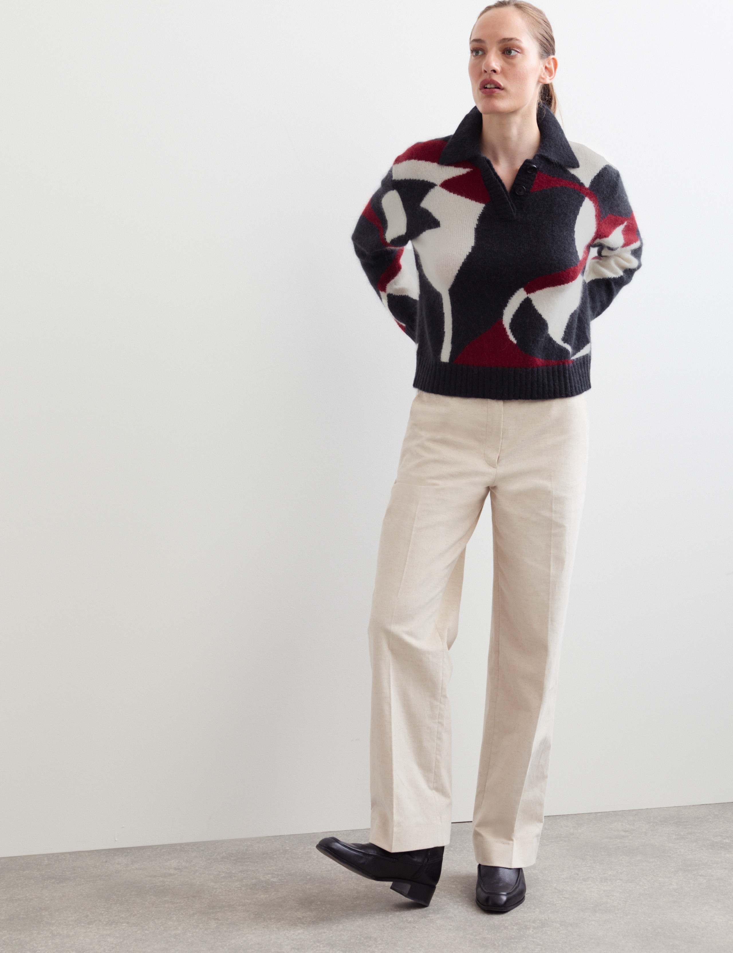 Mohair and Wool Blend Jacquard Polo Jumper 4 of 6