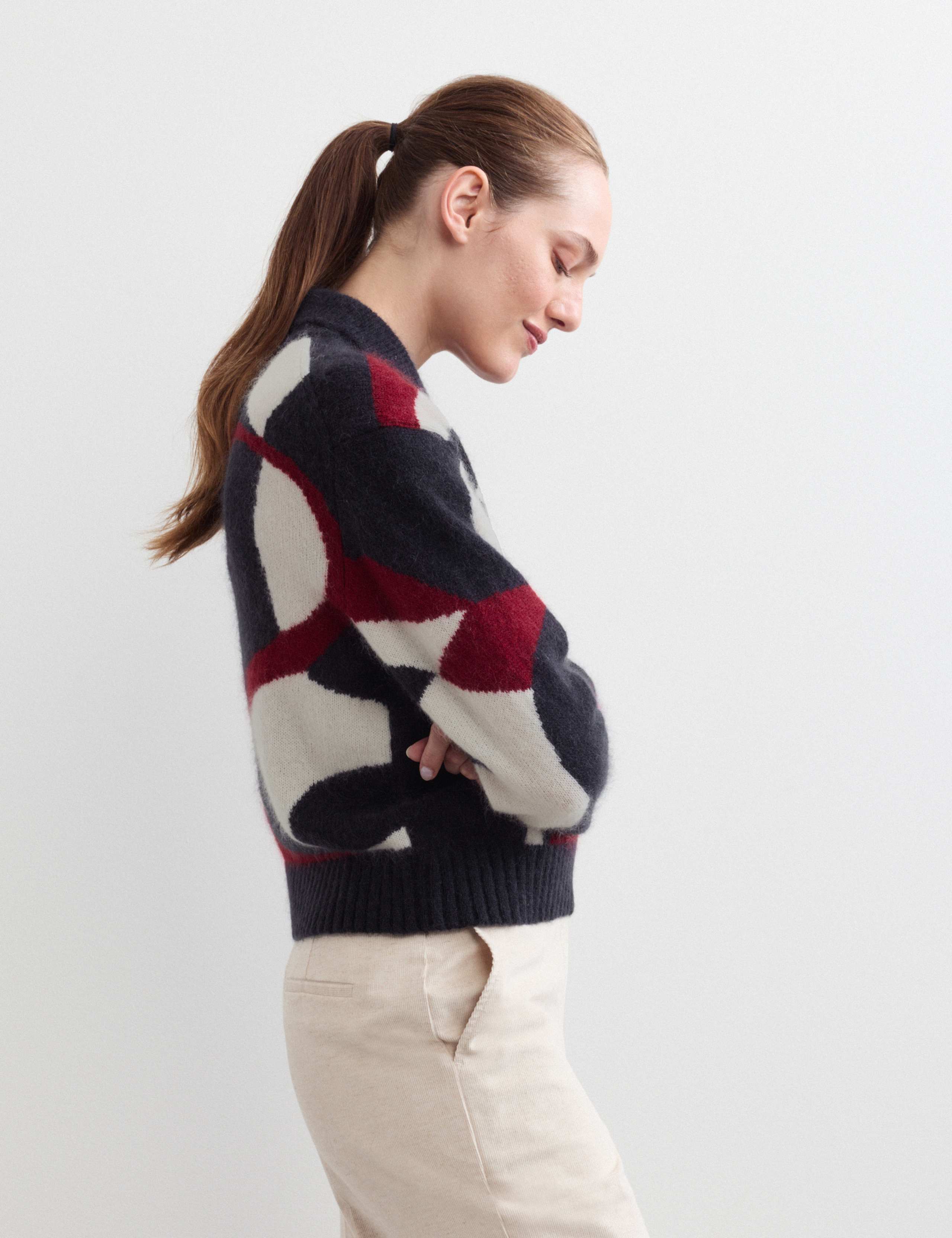 Mohair and Wool Blend Jacquard Polo Jumper 5 of 6