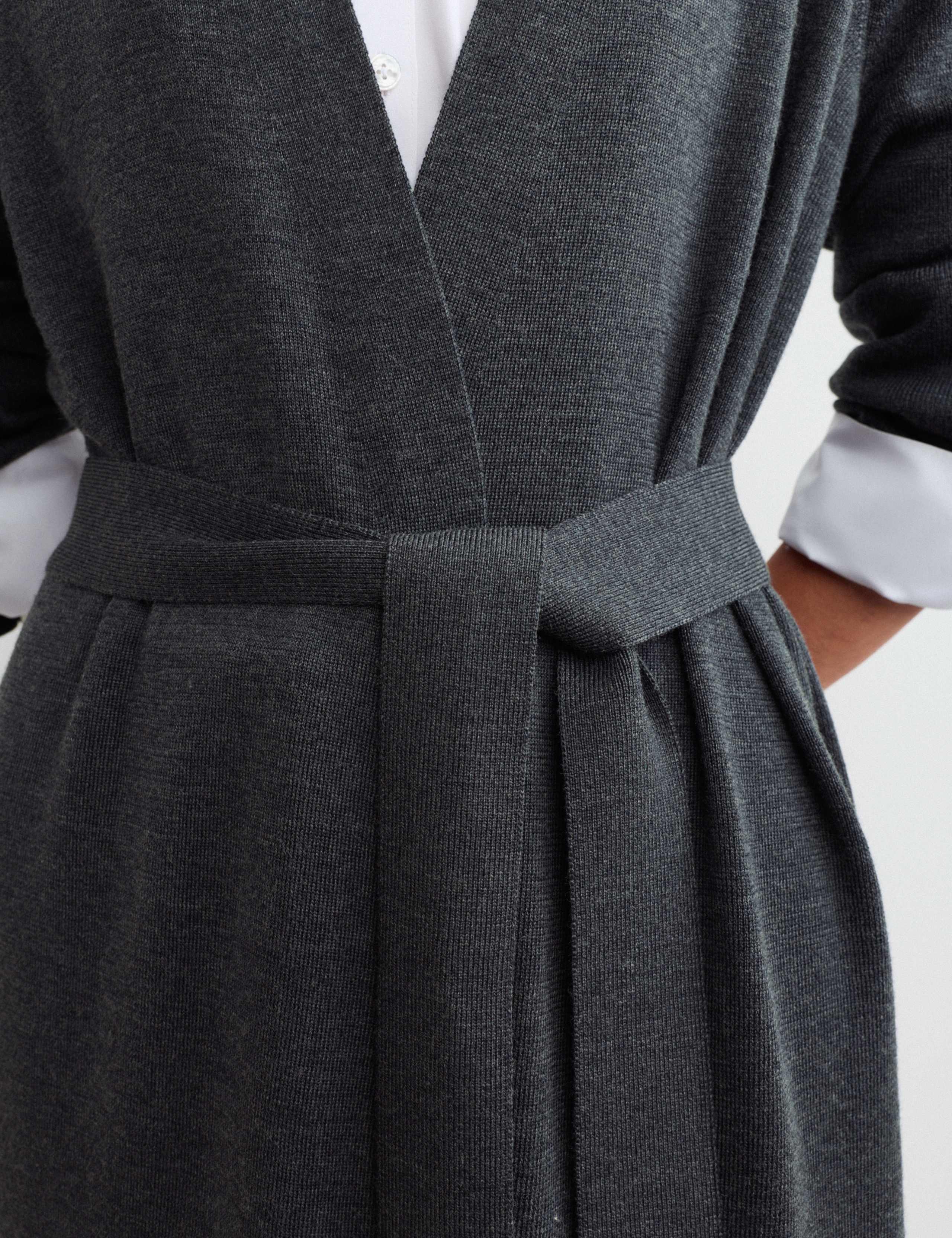 Pure Merino Wool V-Neck Longline Cardigan 4 of 7