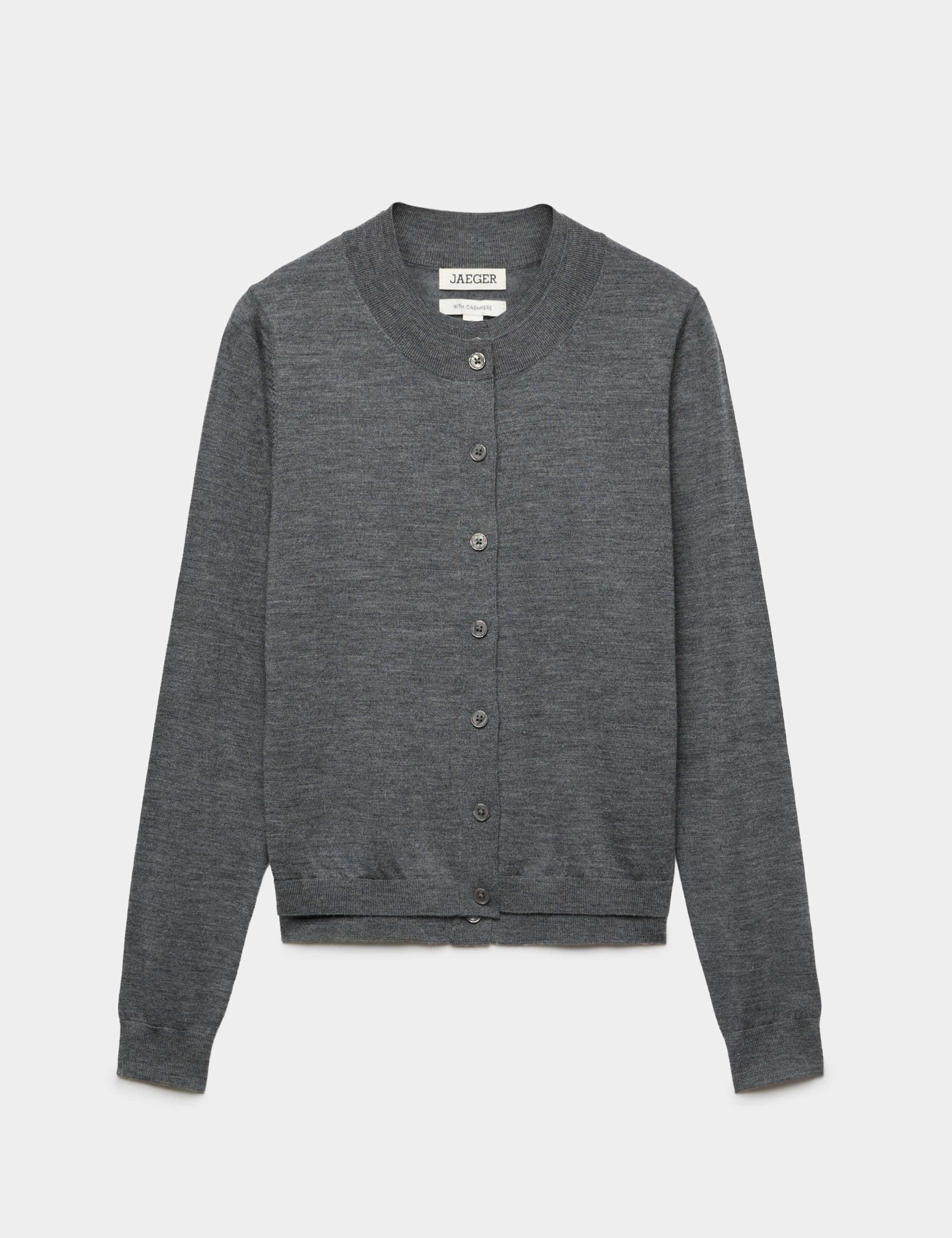 Wool with Cashmere Button Front Cardigan 2 of 6