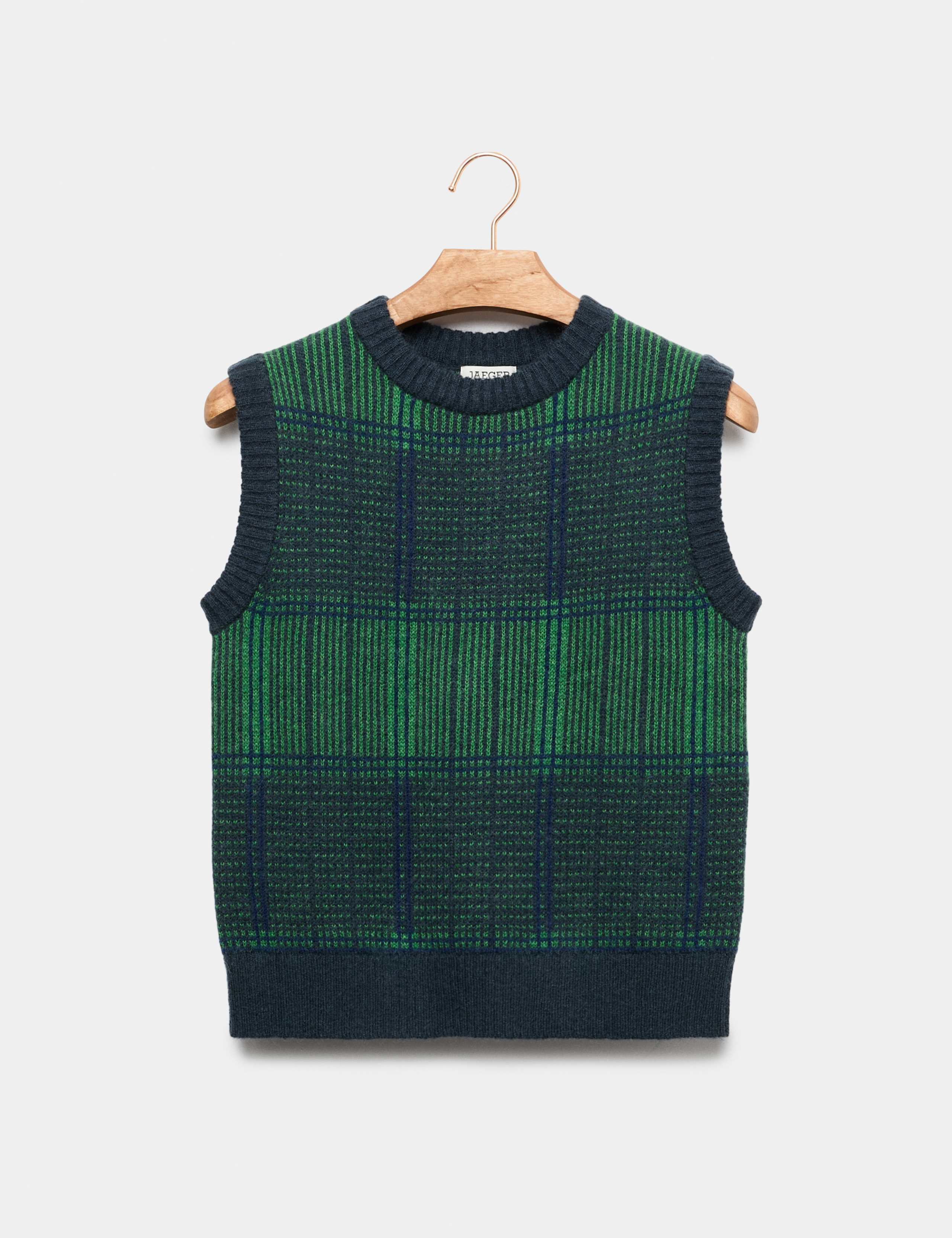 Mohair Checked Crew Neck Knitted Vest 2 of 8