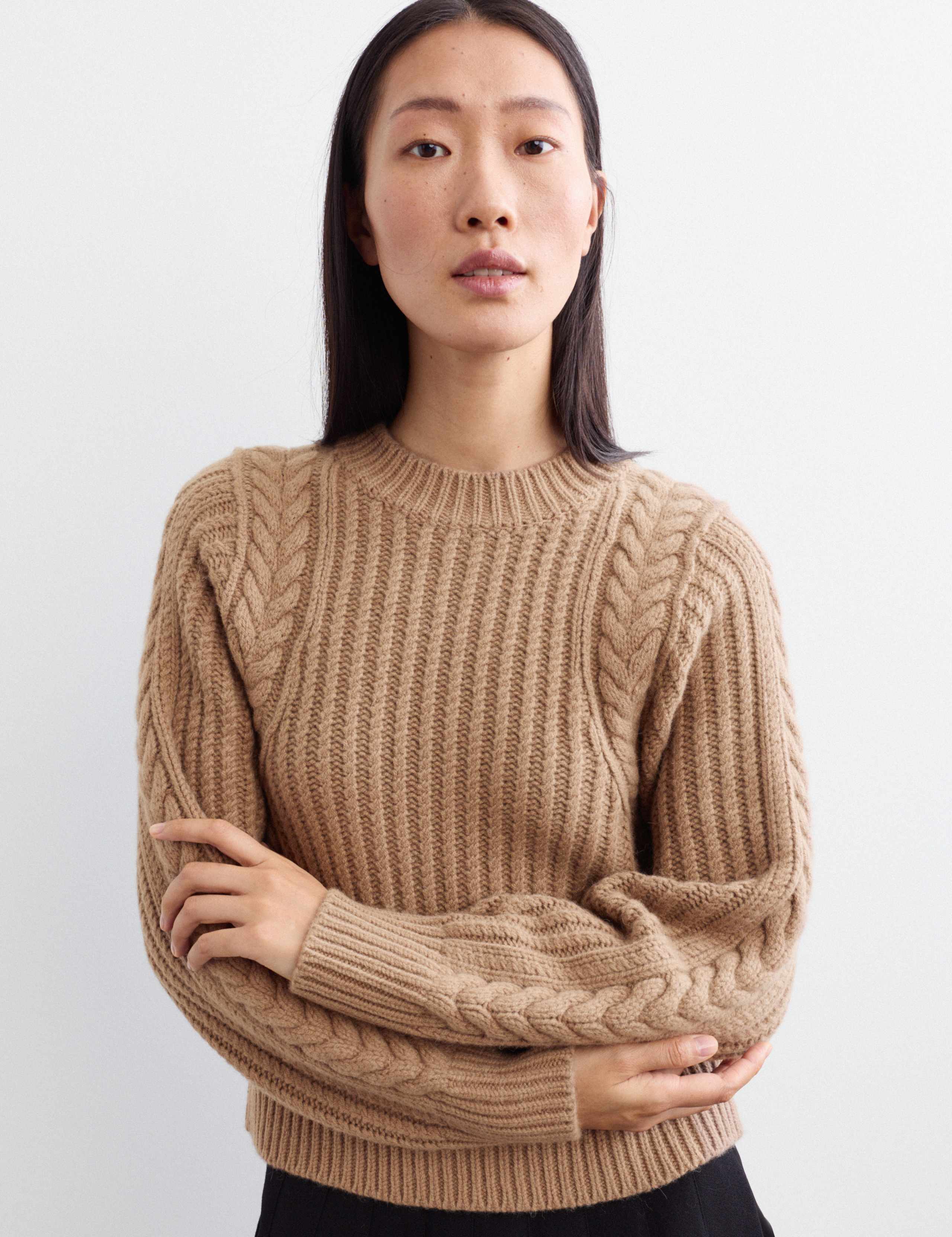 Wool Rich Chunky Textured Crew Neck Jumper 1 of 8