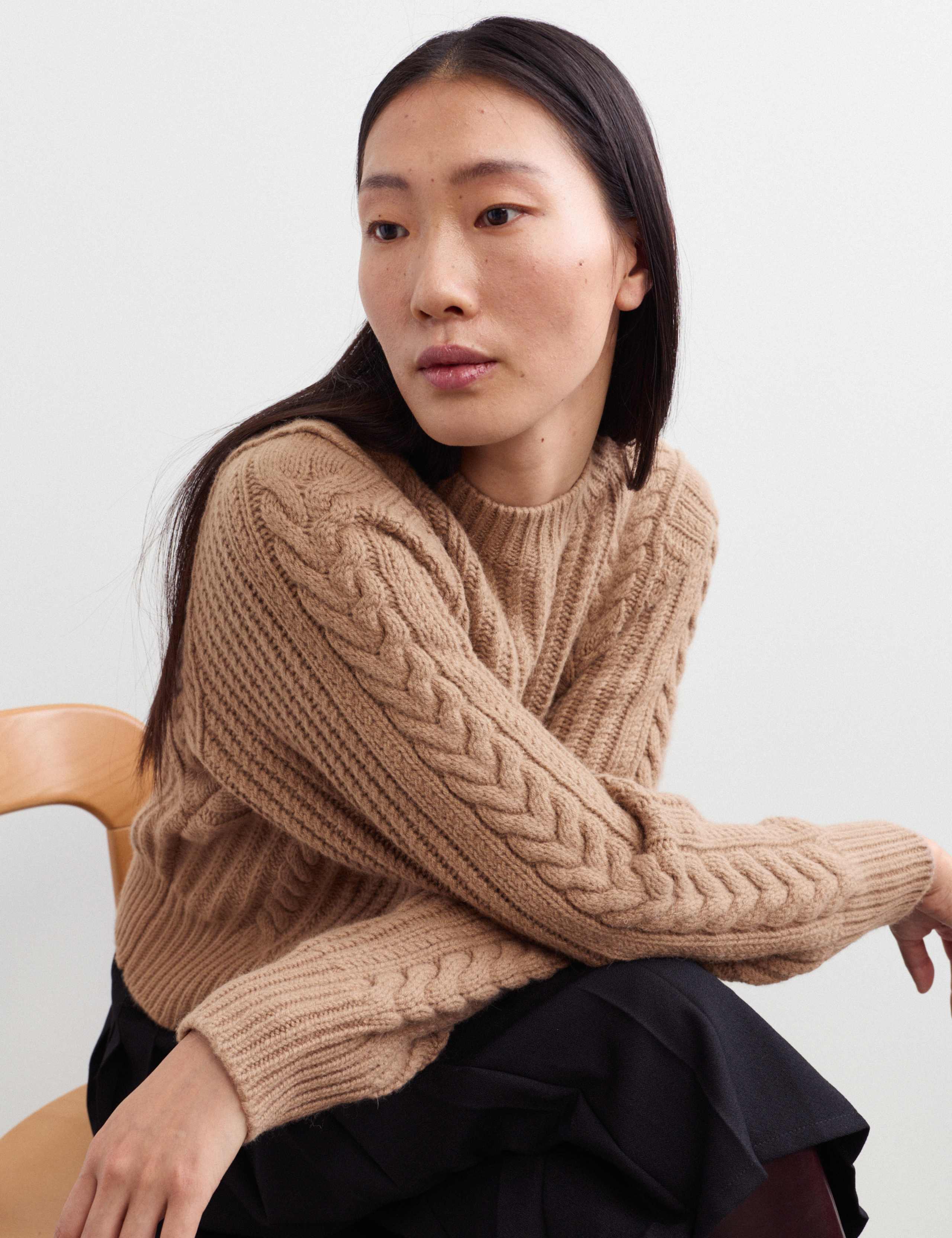 Wool Rich Chunky Textured Crew Neck Jumper 3 of 8