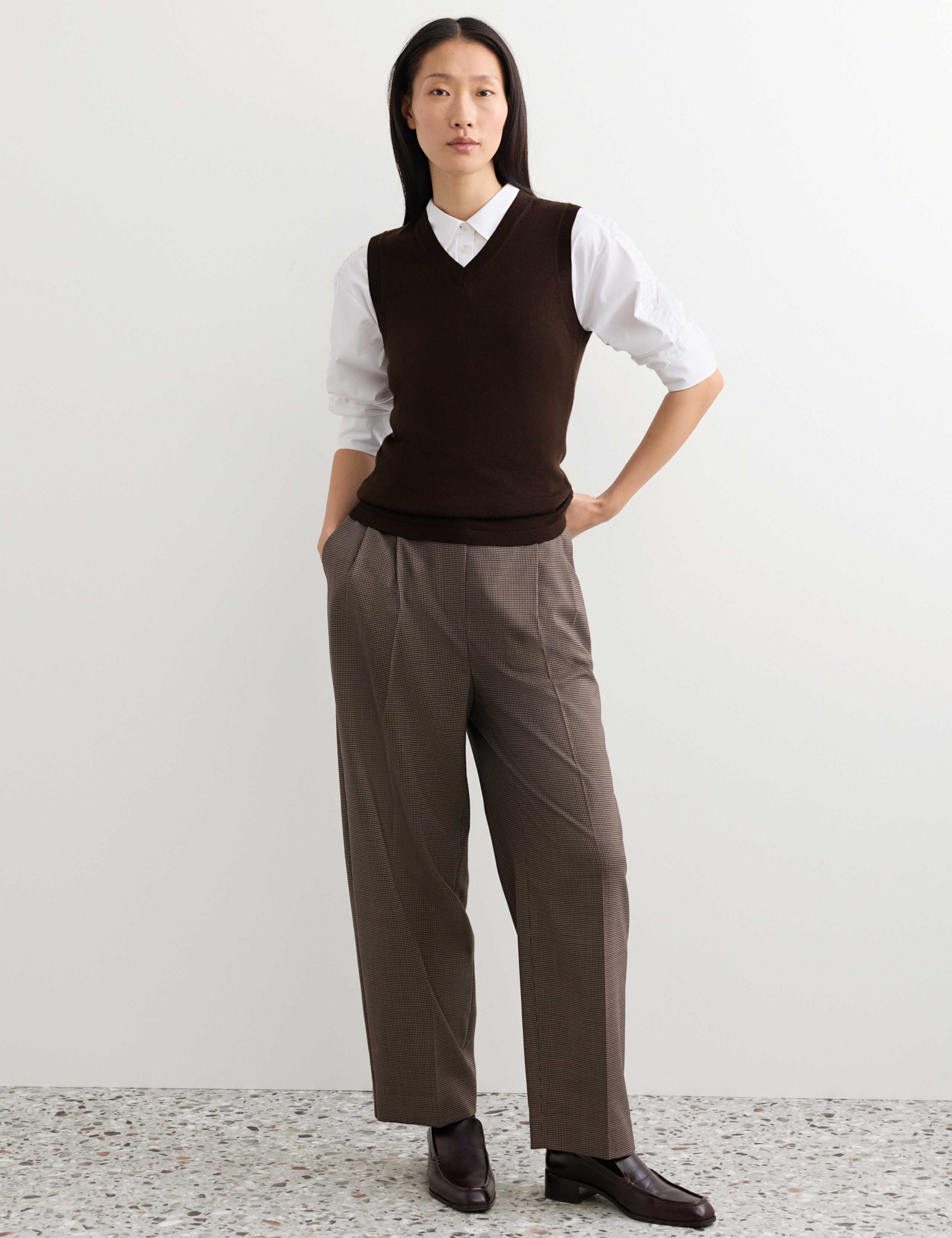 Wool Rich V Neck Knitted Vest with Silk 4 of 7