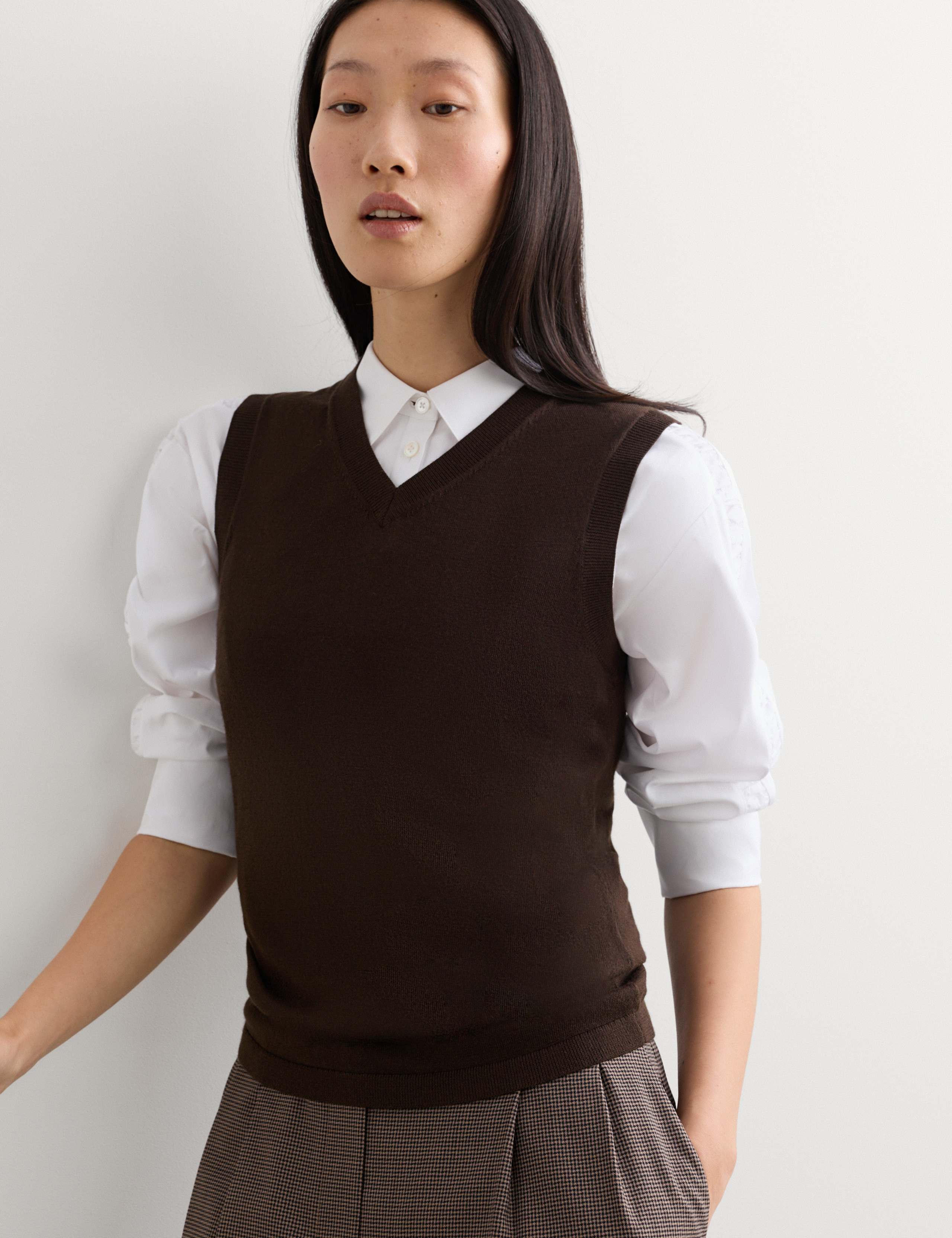 Wool Rich V Neck Knitted Vest with Silk 5 of 7
