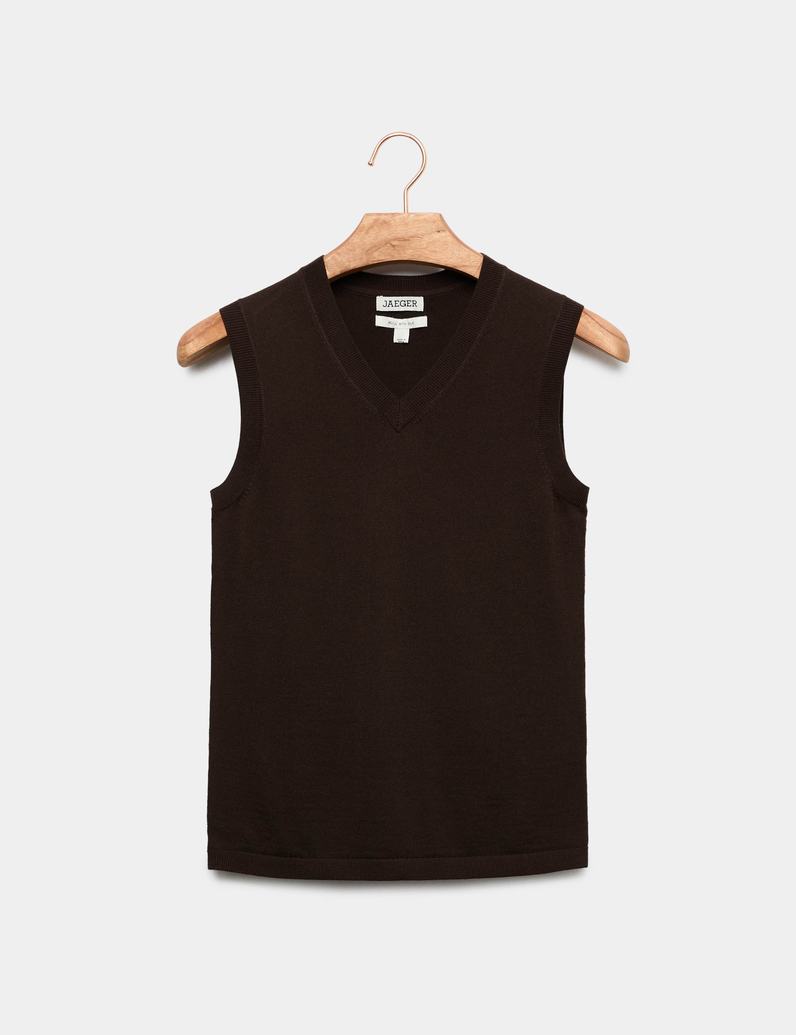 Wool Rich V Neck Knitted Vest with Silk 2 of 7