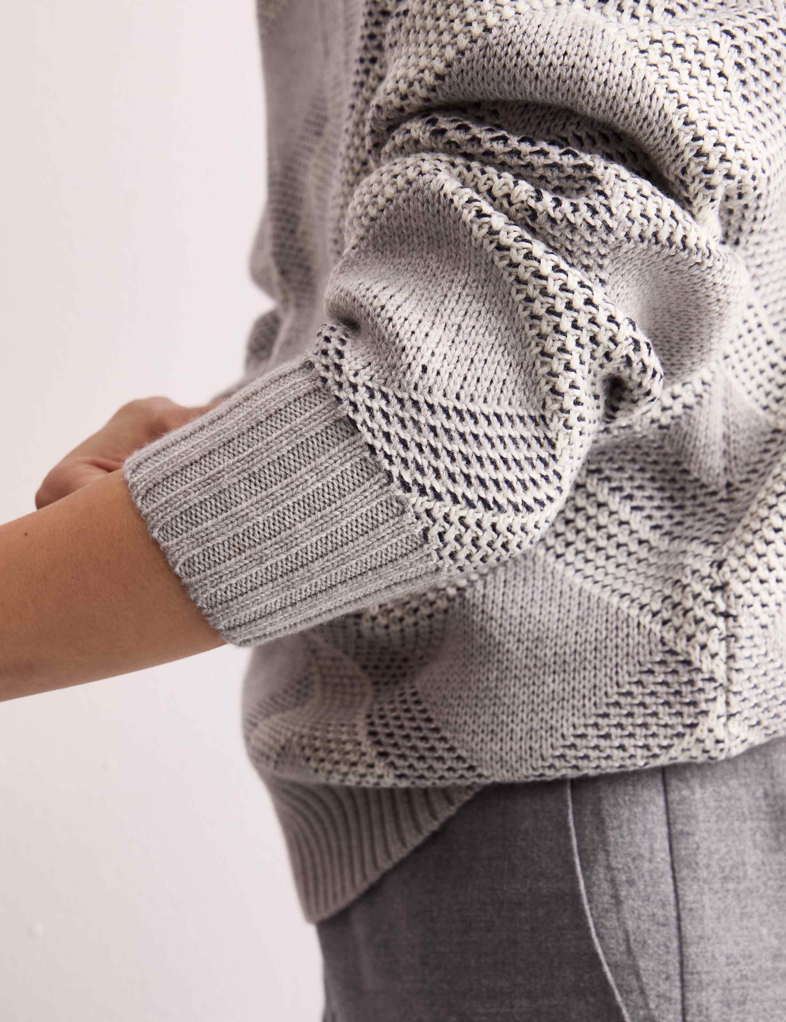 Pure Merino Wool Textured V-Neck Jumper 4 of 8