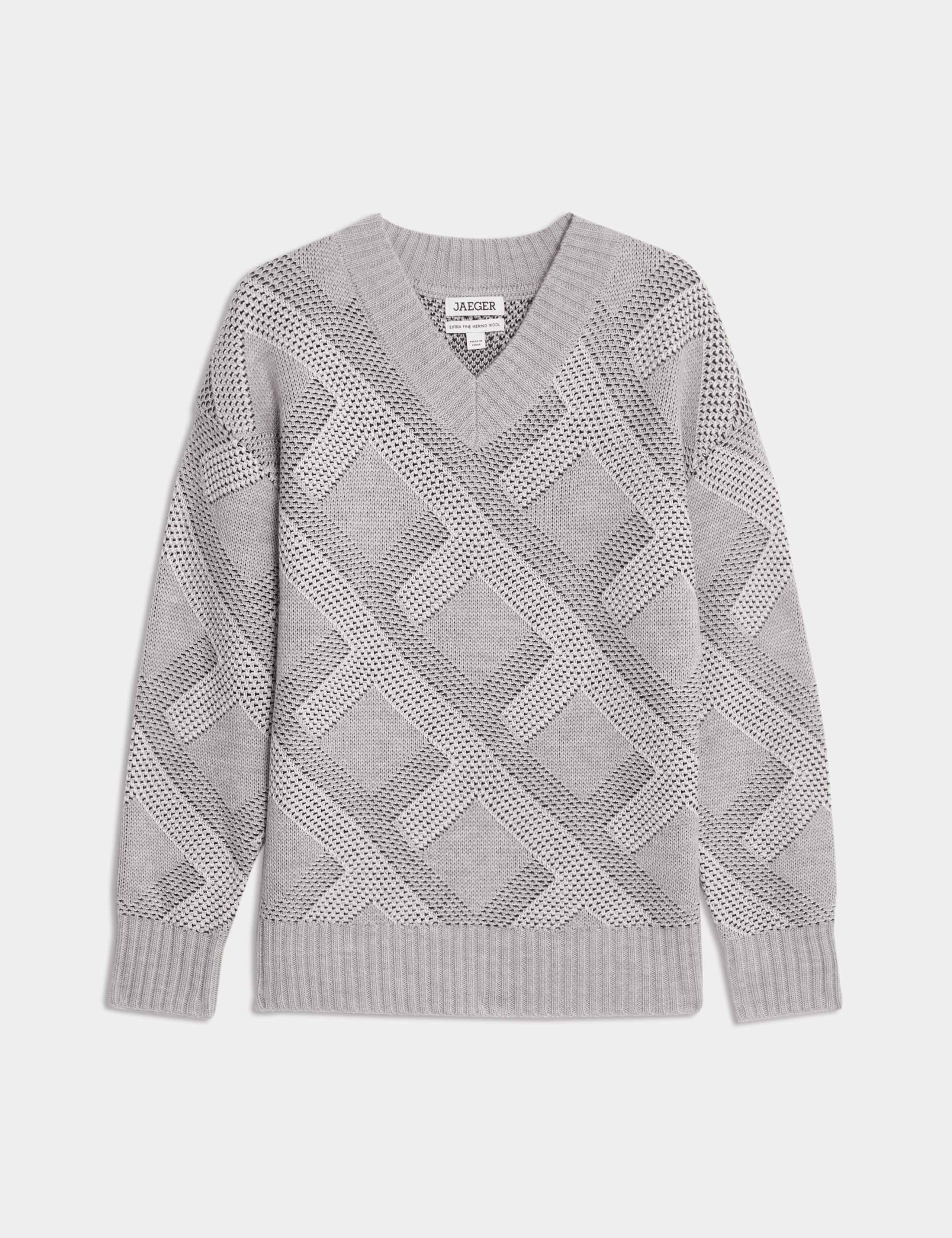 Pure Merino Wool Textured V-Neck Jumper 2 of 8
