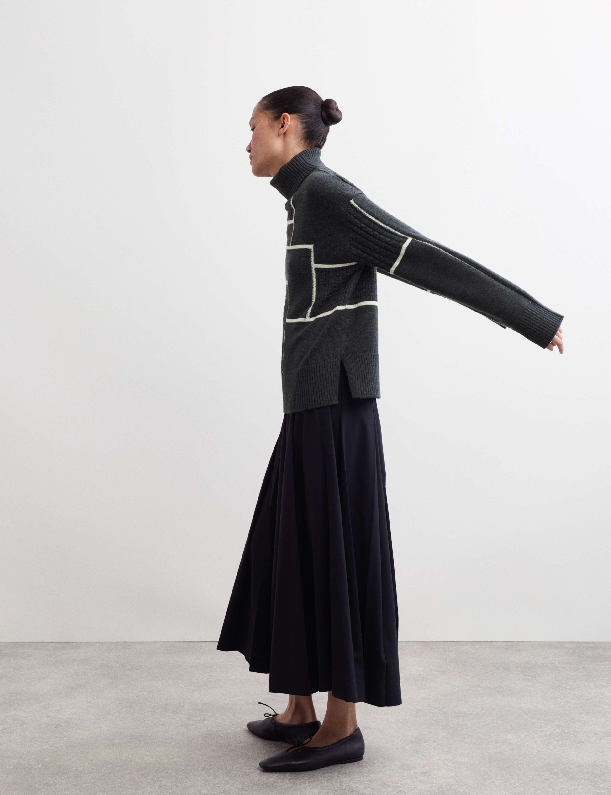 Merino Wool Block Funnel Neck Relaxed Jumper 6 of 7