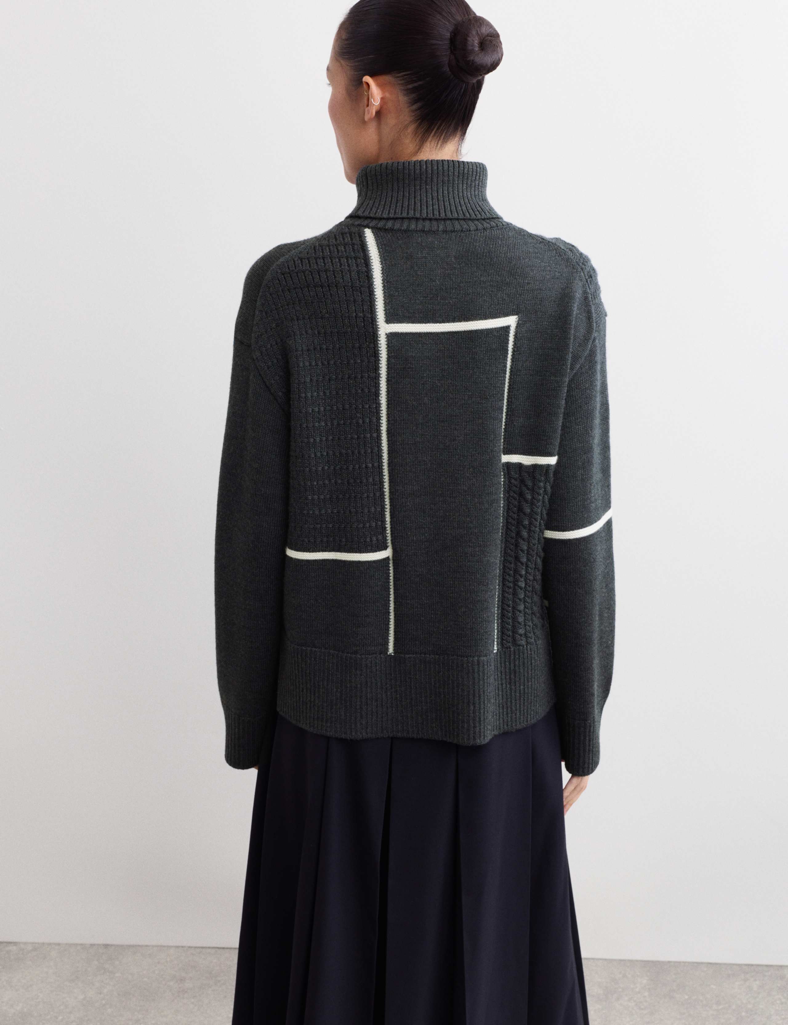 Merino Wool Block Funnel Neck Relaxed Jumper 7 of 7