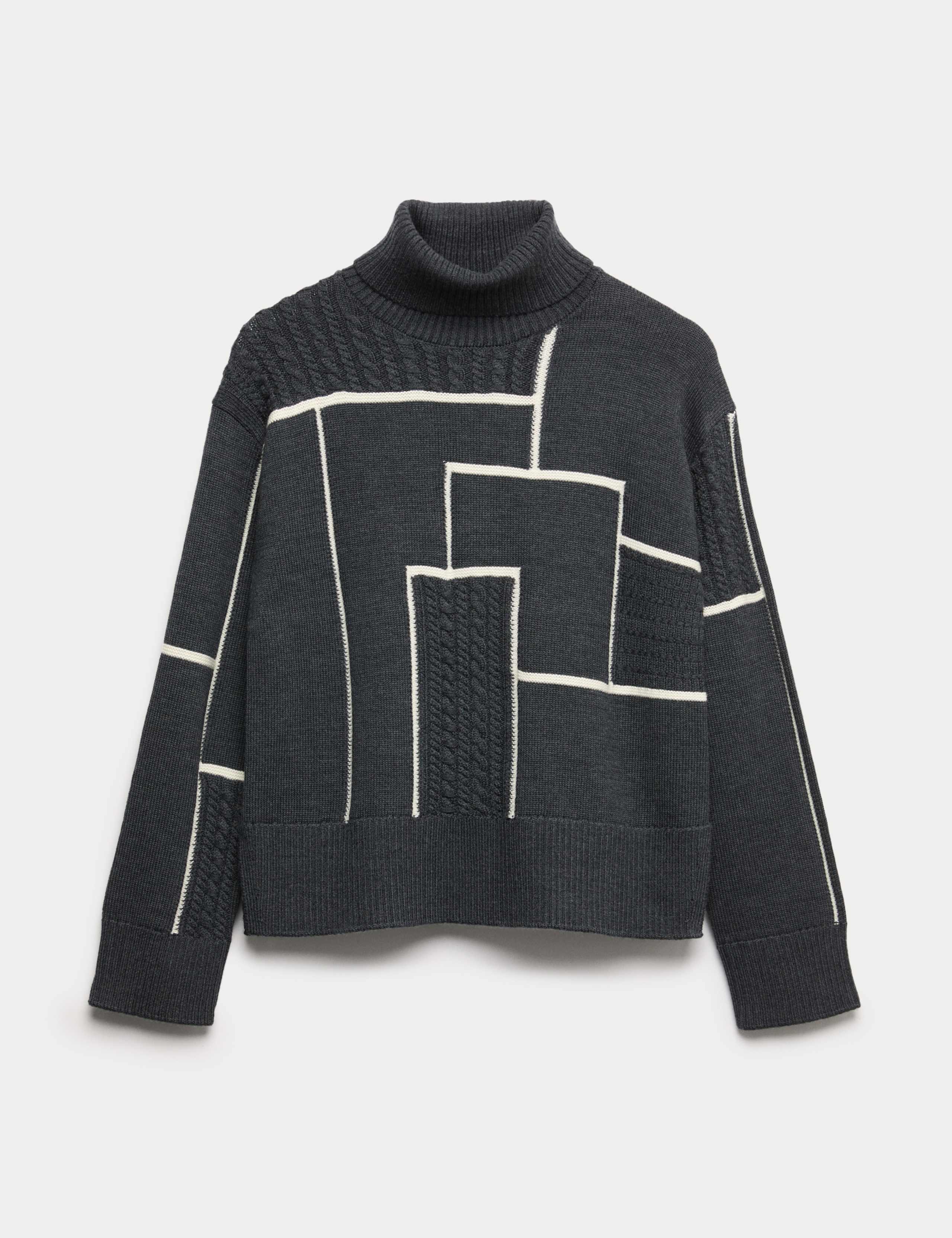 Merino Wool Block Funnel Neck Relaxed Jumper 2 of 7