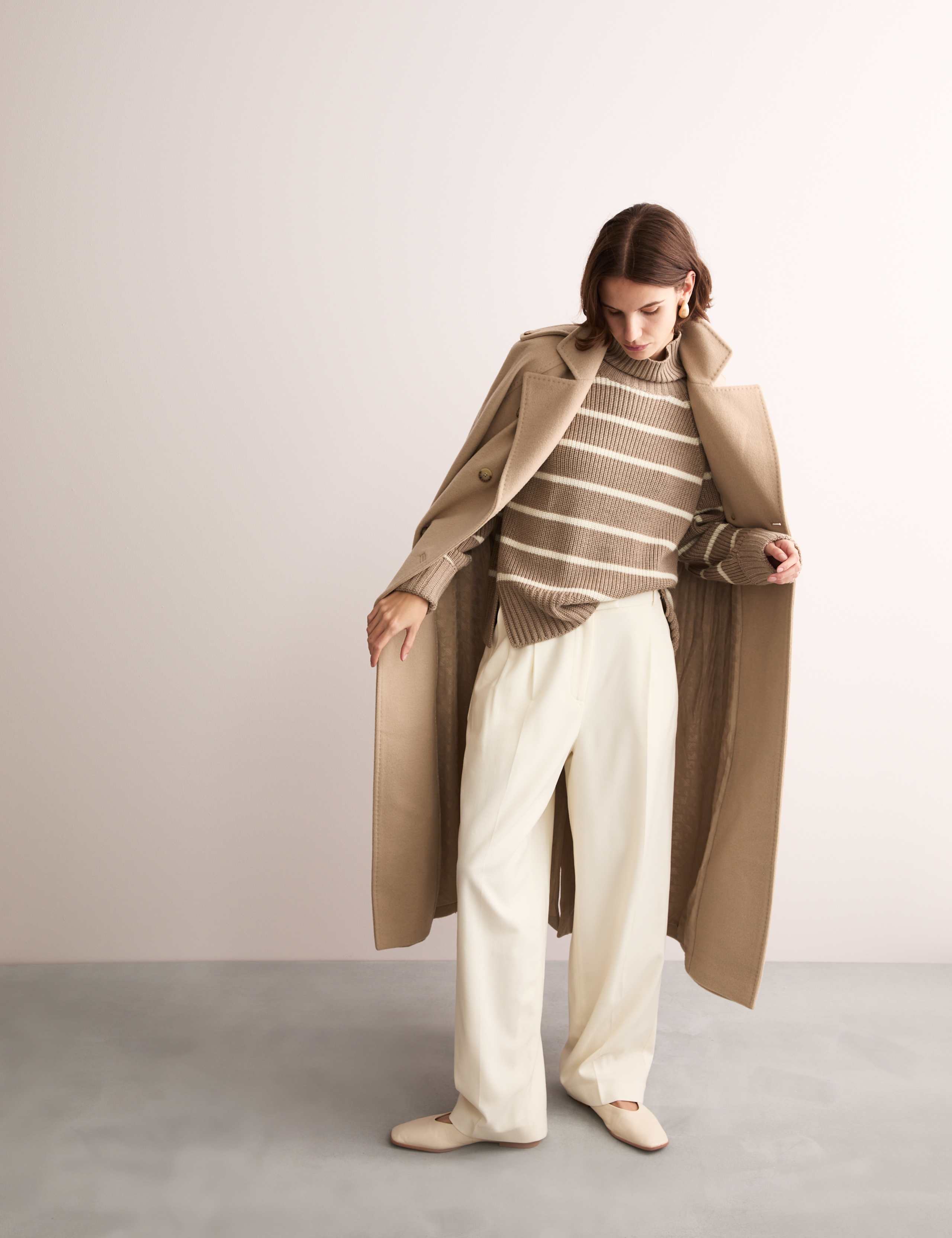 Pure Merino Wool Striped High Neck Jumper 7 of 8