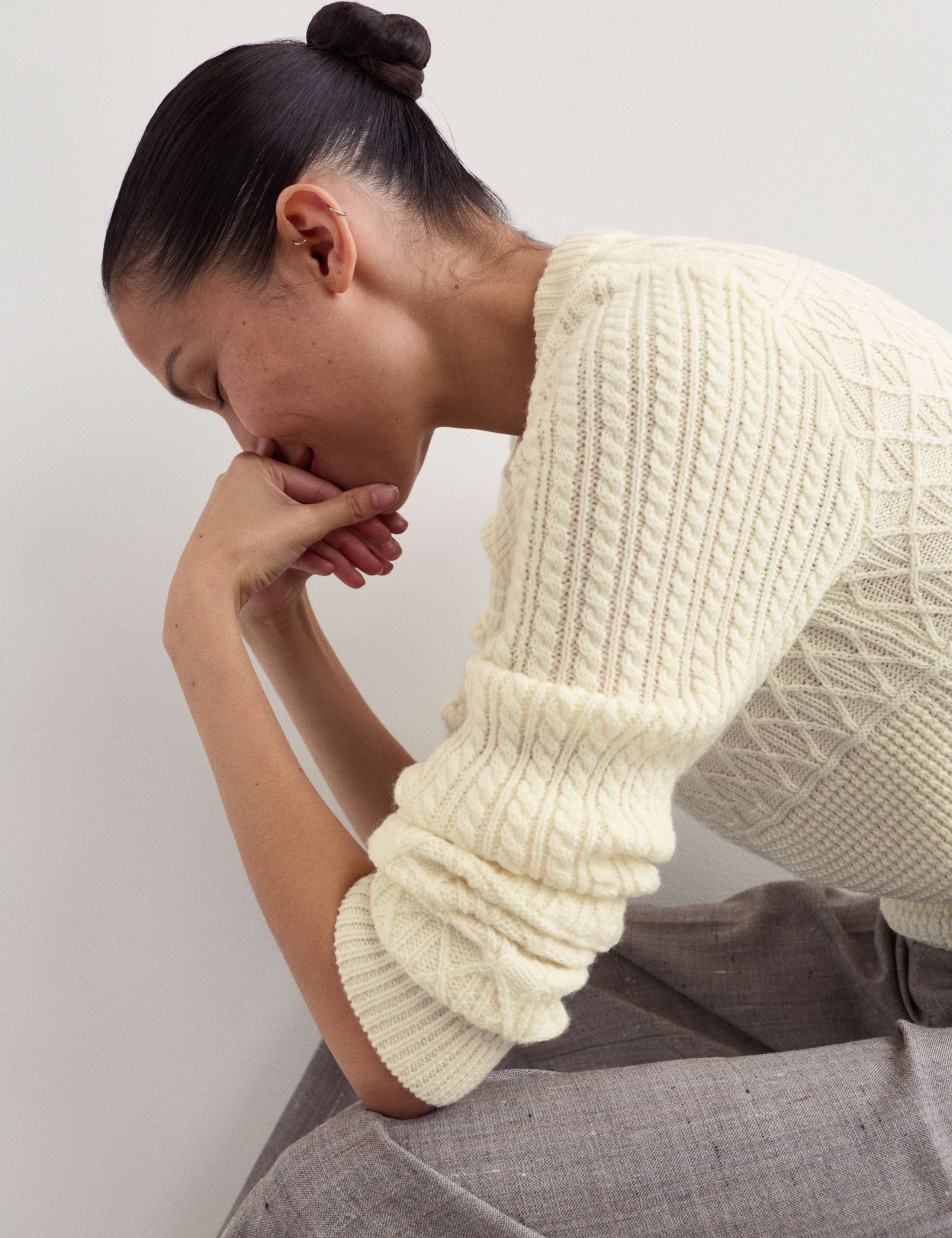 Merino Wool Cable Patchwork Relaxed Jumper 6 of 7