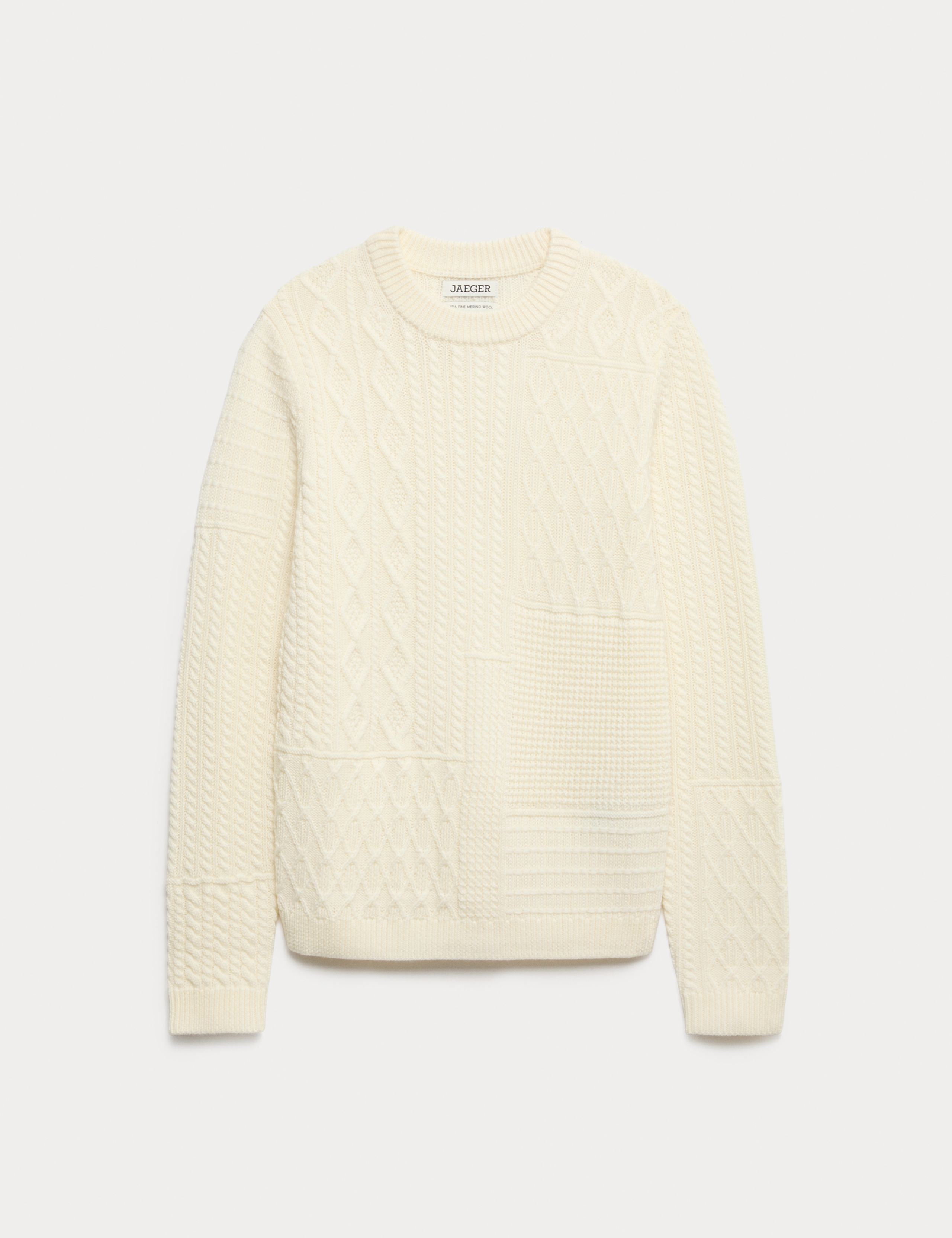 Merino Wool Cable Patchwork Relaxed Jumper 2 of 7