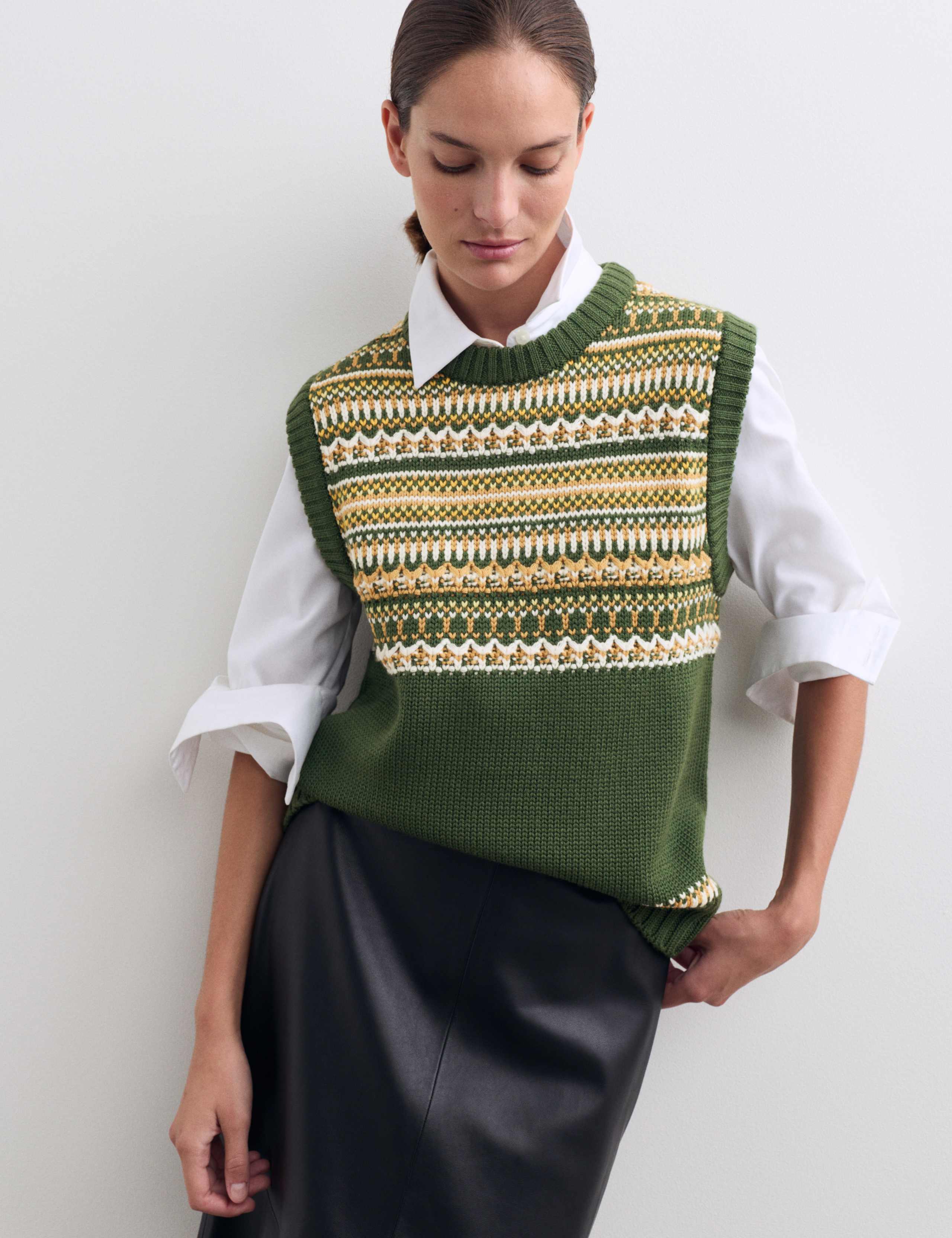 Pure Wool Fair Isle Tank Top 1 of 7