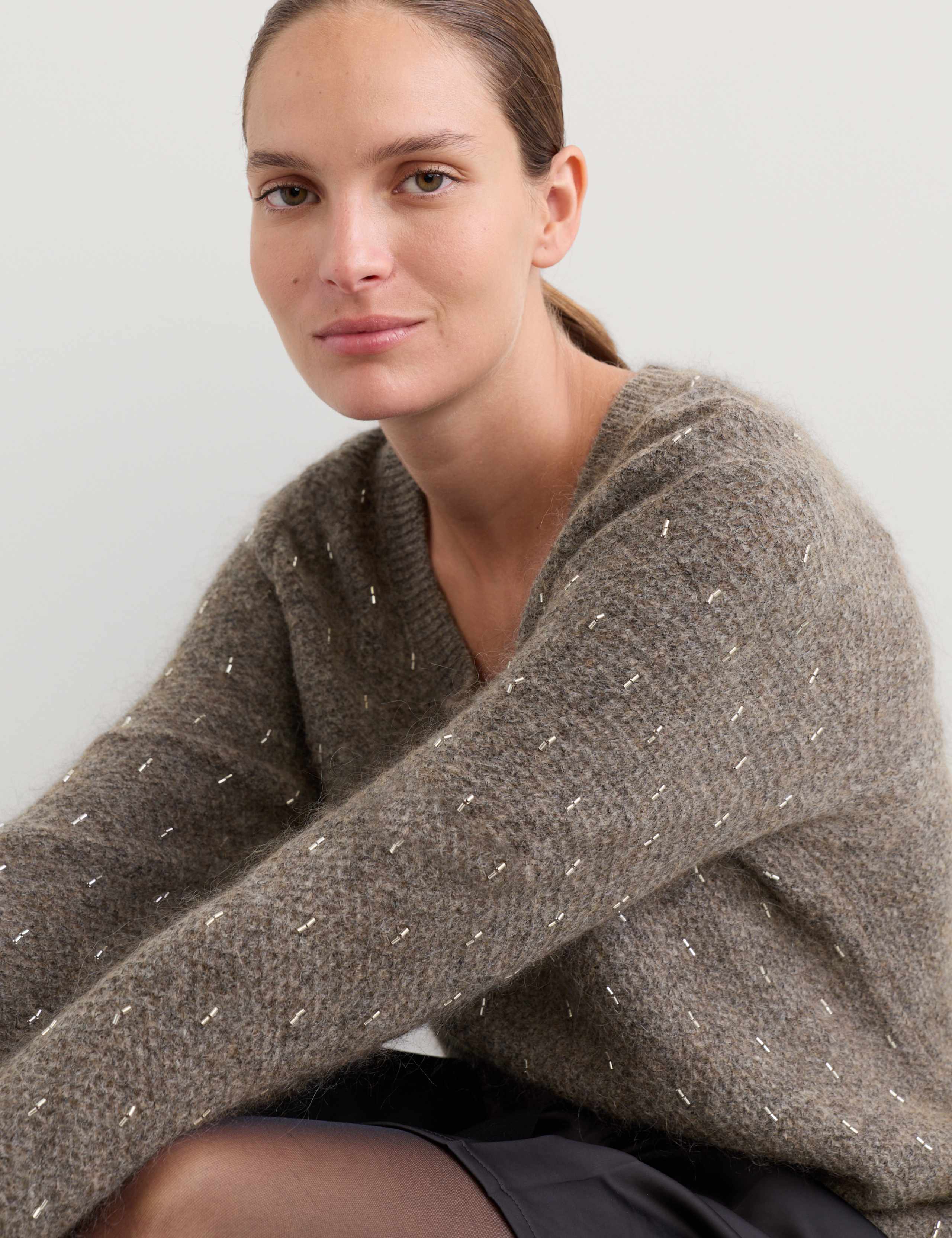 Mohair Blend Beaded Scoop Neck Relaxed Jumper 3 of 7