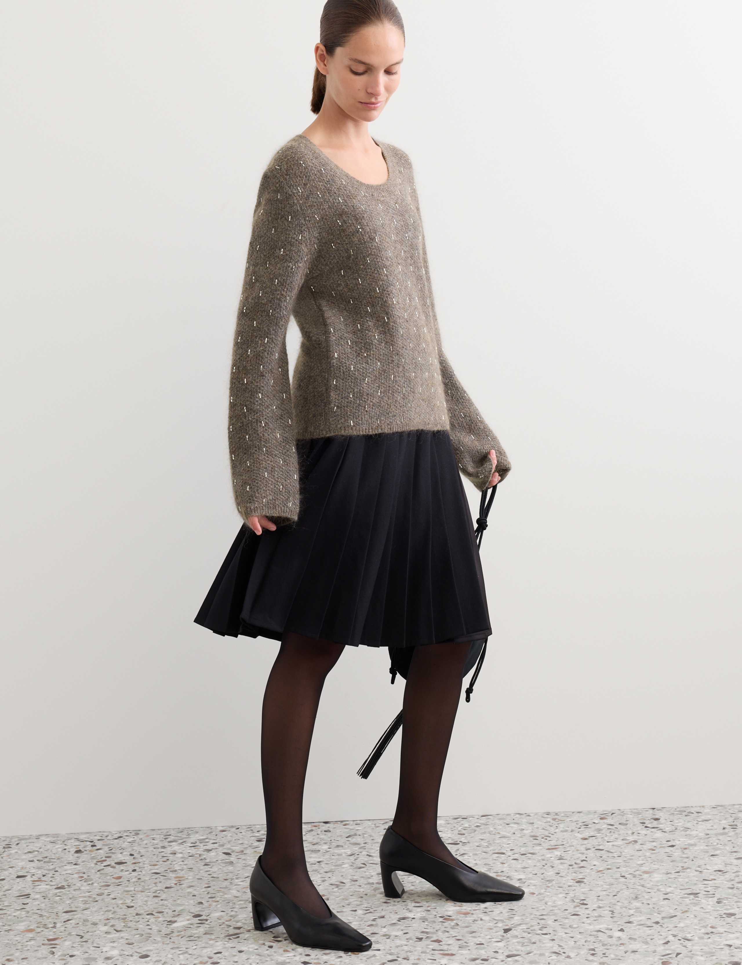Mohair Blend Beaded Scoop Neck Relaxed Jumper 5 of 7