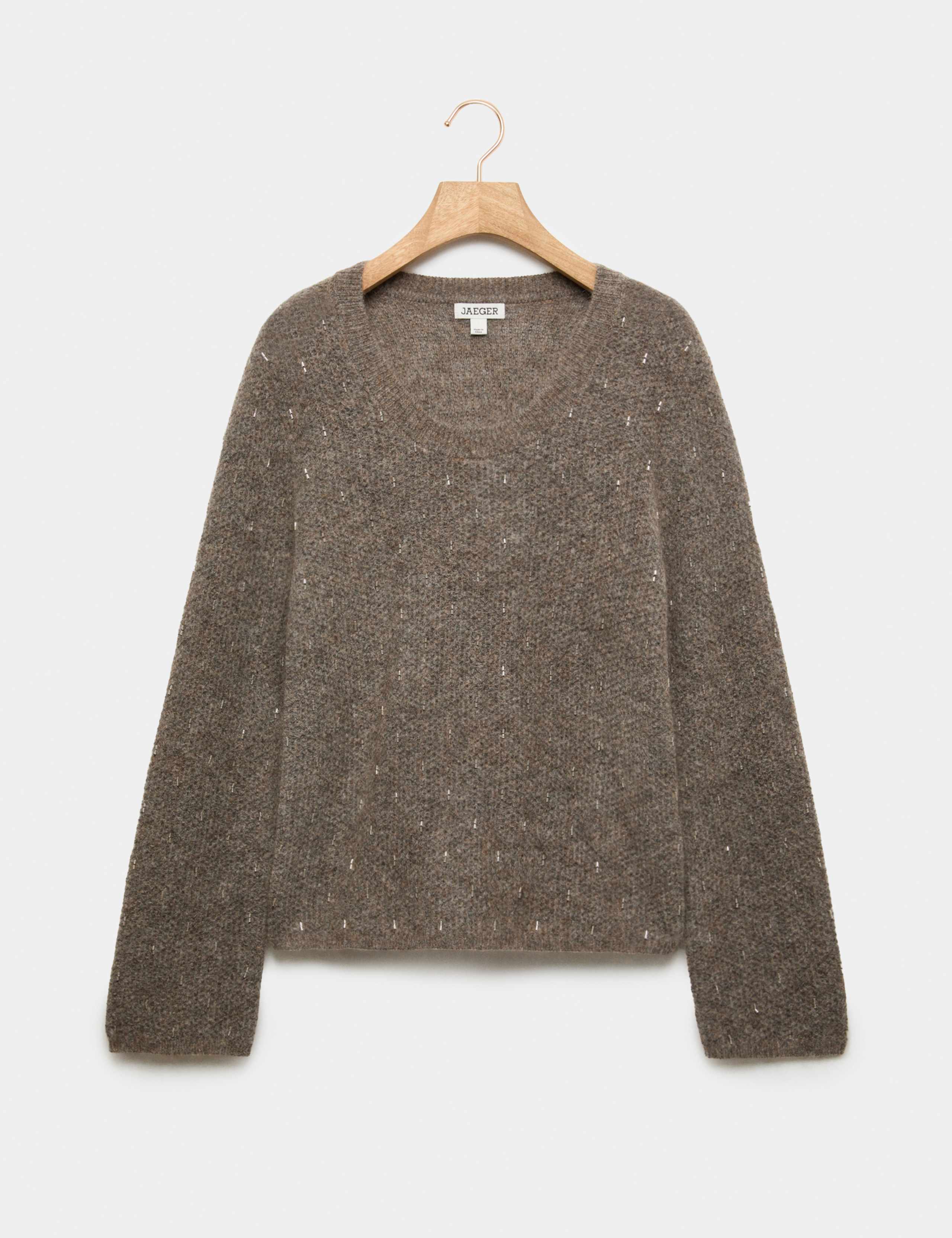 Mohair Blend Beaded Scoop Neck Relaxed Jumper 2 of 7