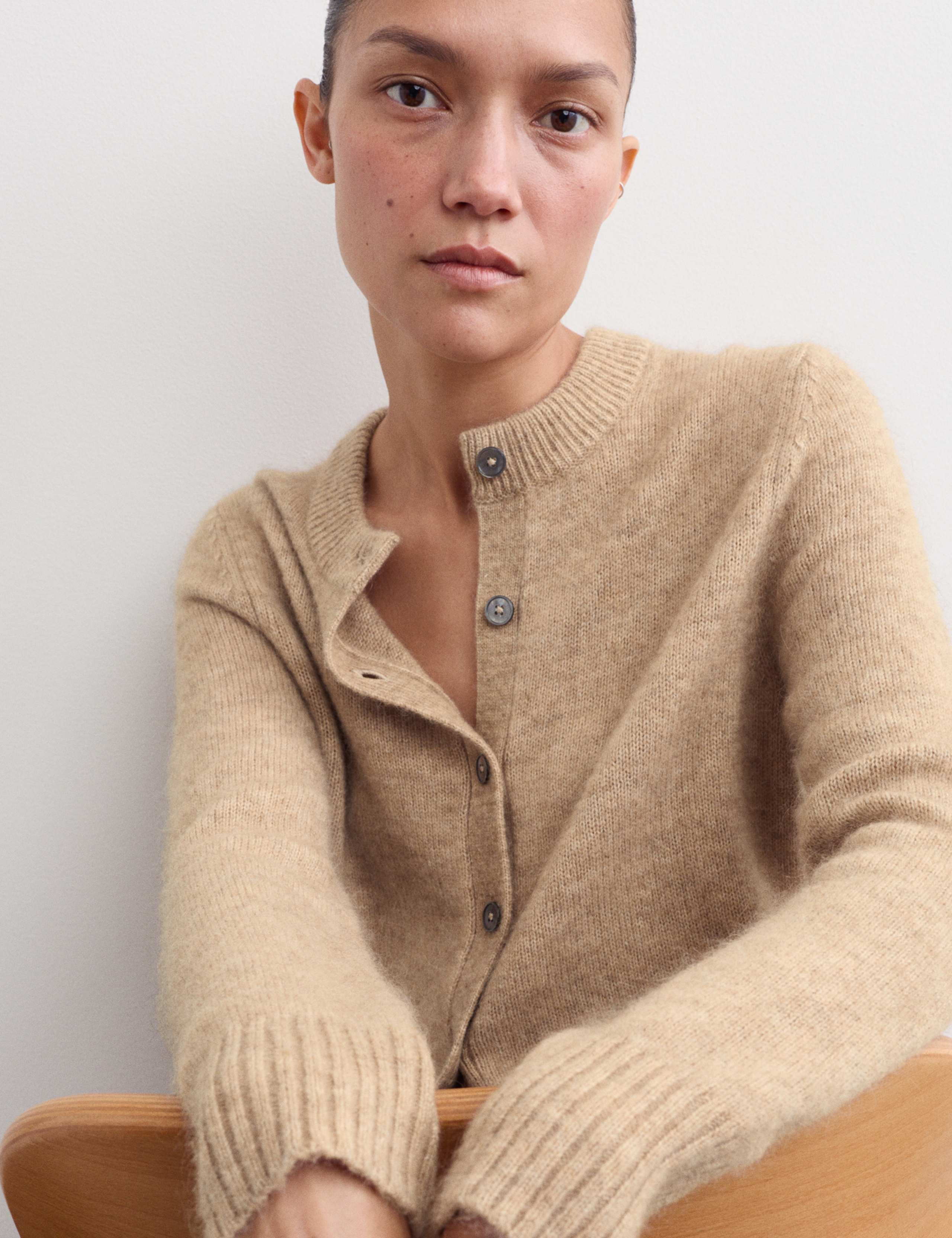 Mohair & Wool Blend Textured Cardigan 3 of 7