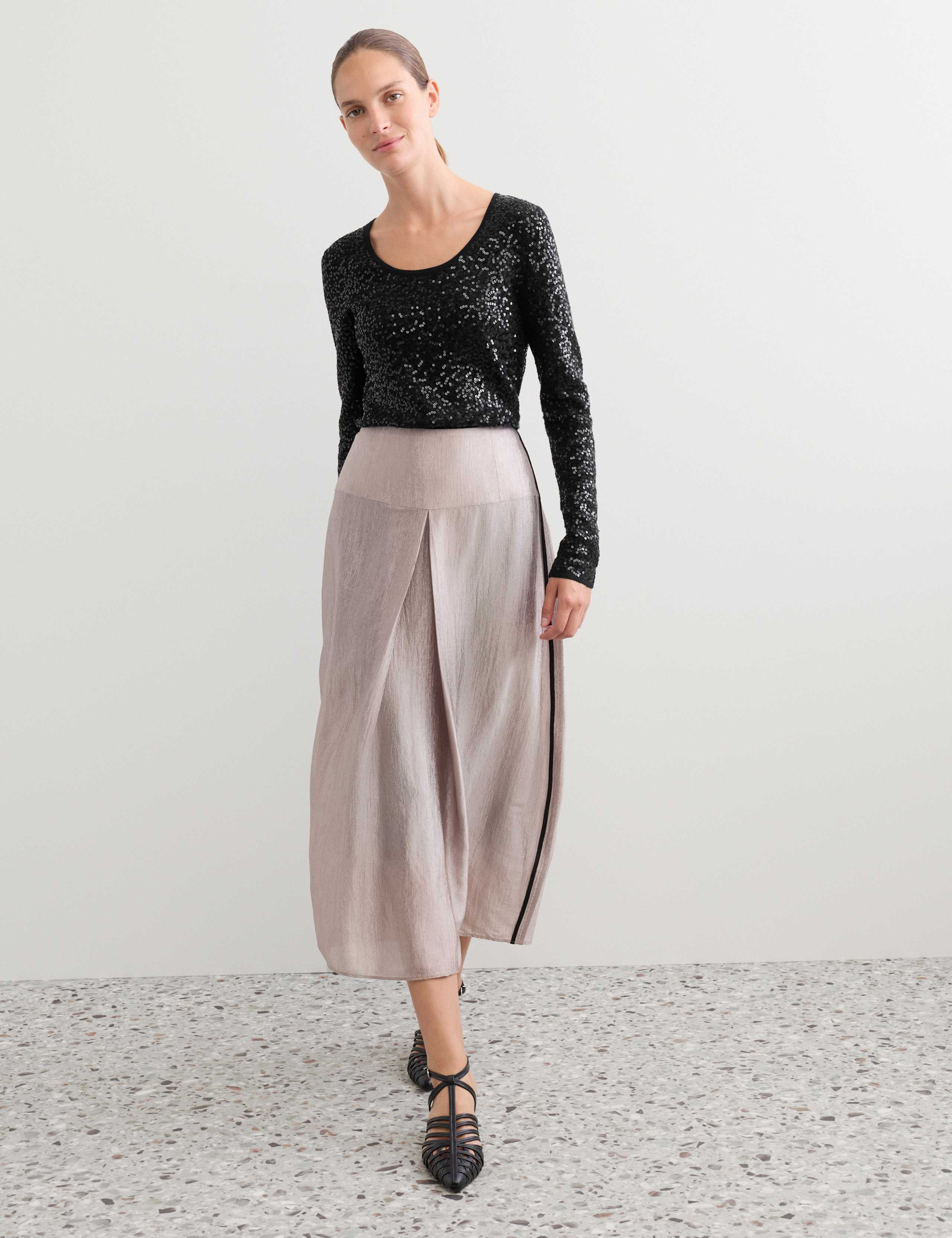 Pure Merino Wool Sequin Scoop Neck Knitted Top 4 of 6