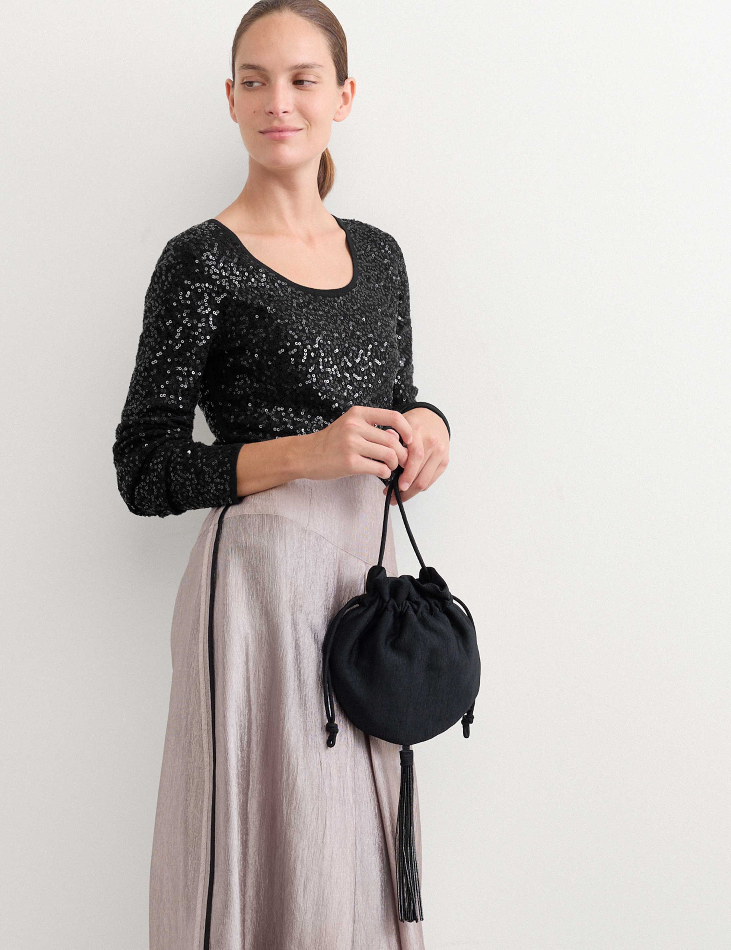 Pure Merino Wool Sequin Scoop Neck Knitted Top 6 of 6